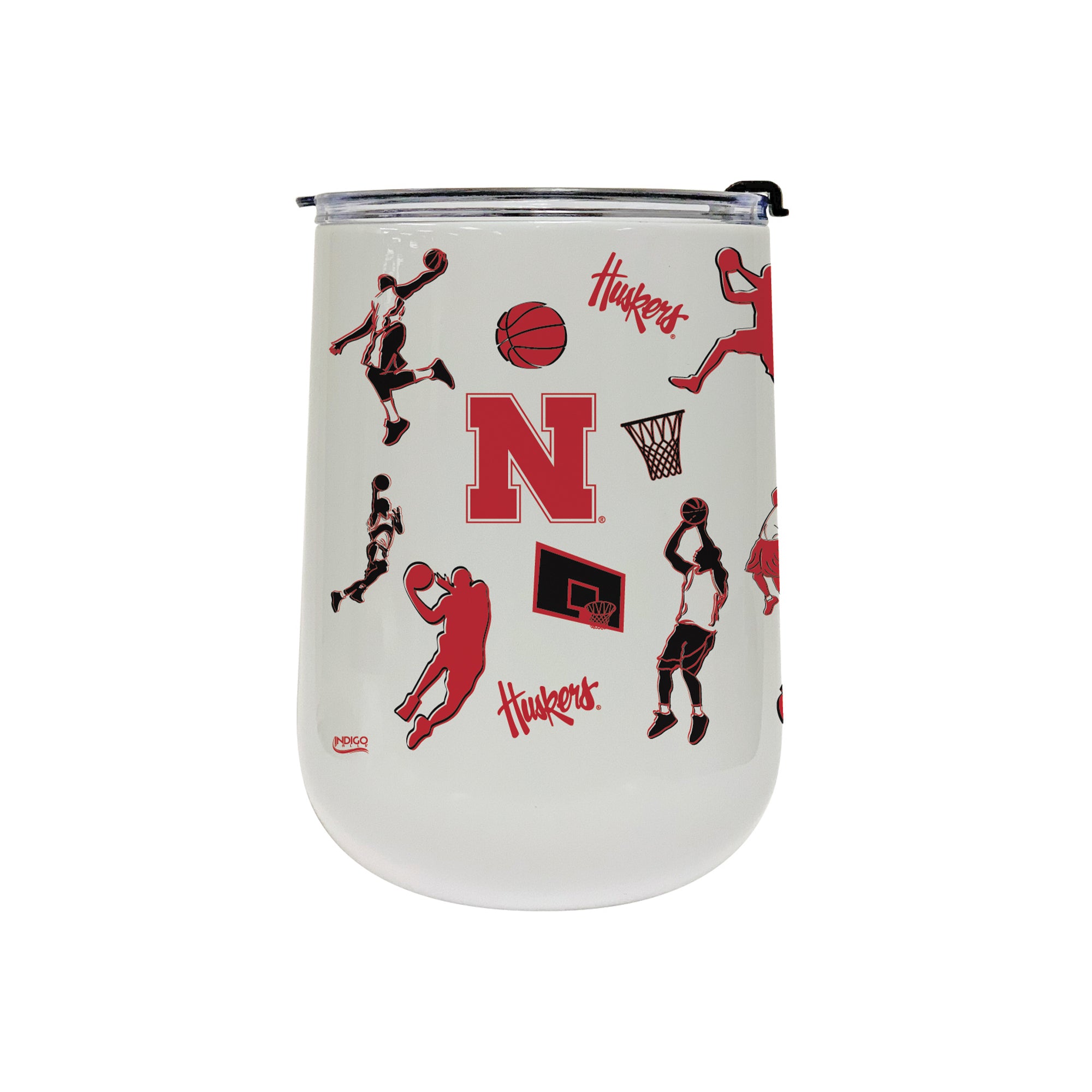 18oz Nebraska Cornhuskers Basketball Sketch Stainless Tumbler