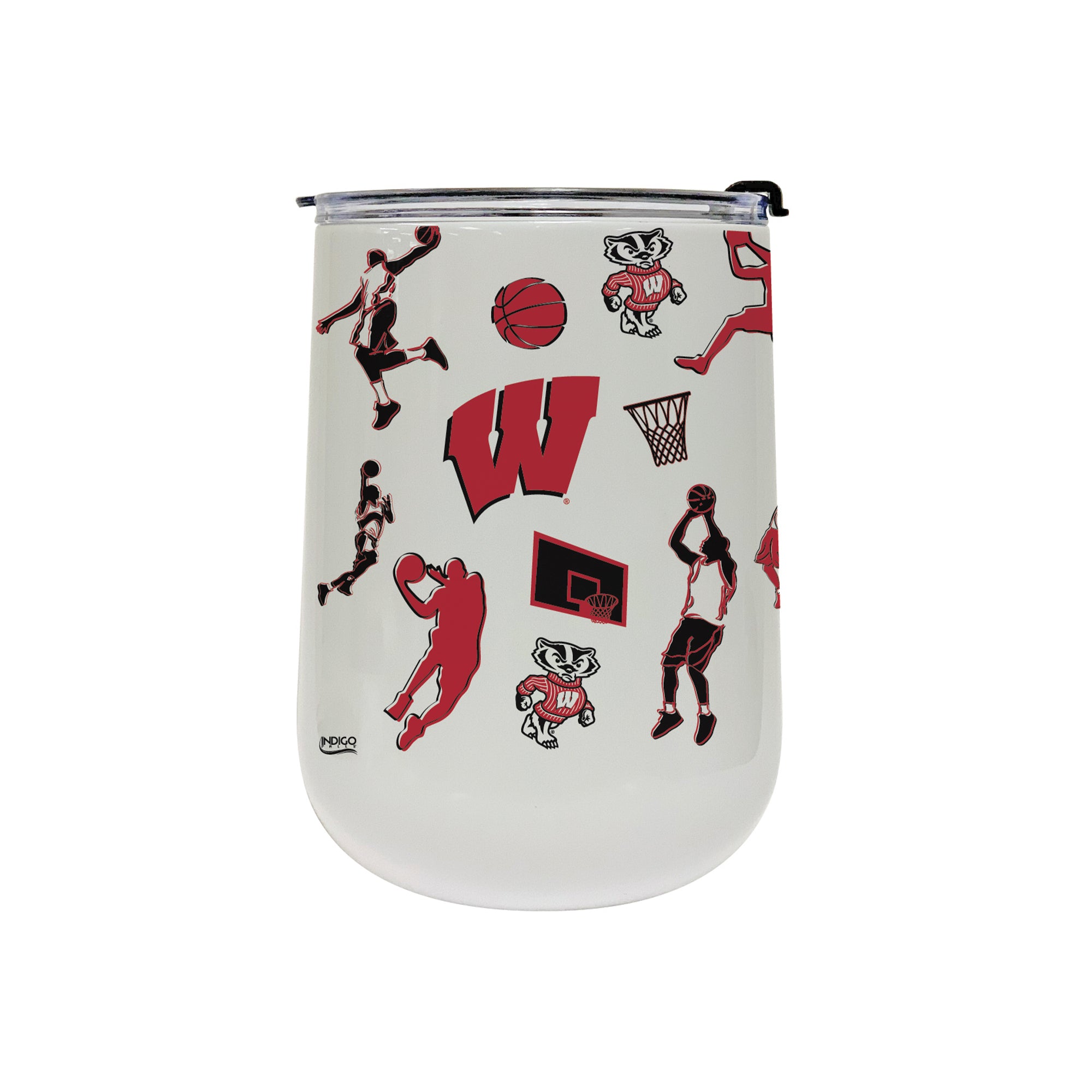 18oz Wisconsin Badgers Basketball Sketch Stainless Tumbler