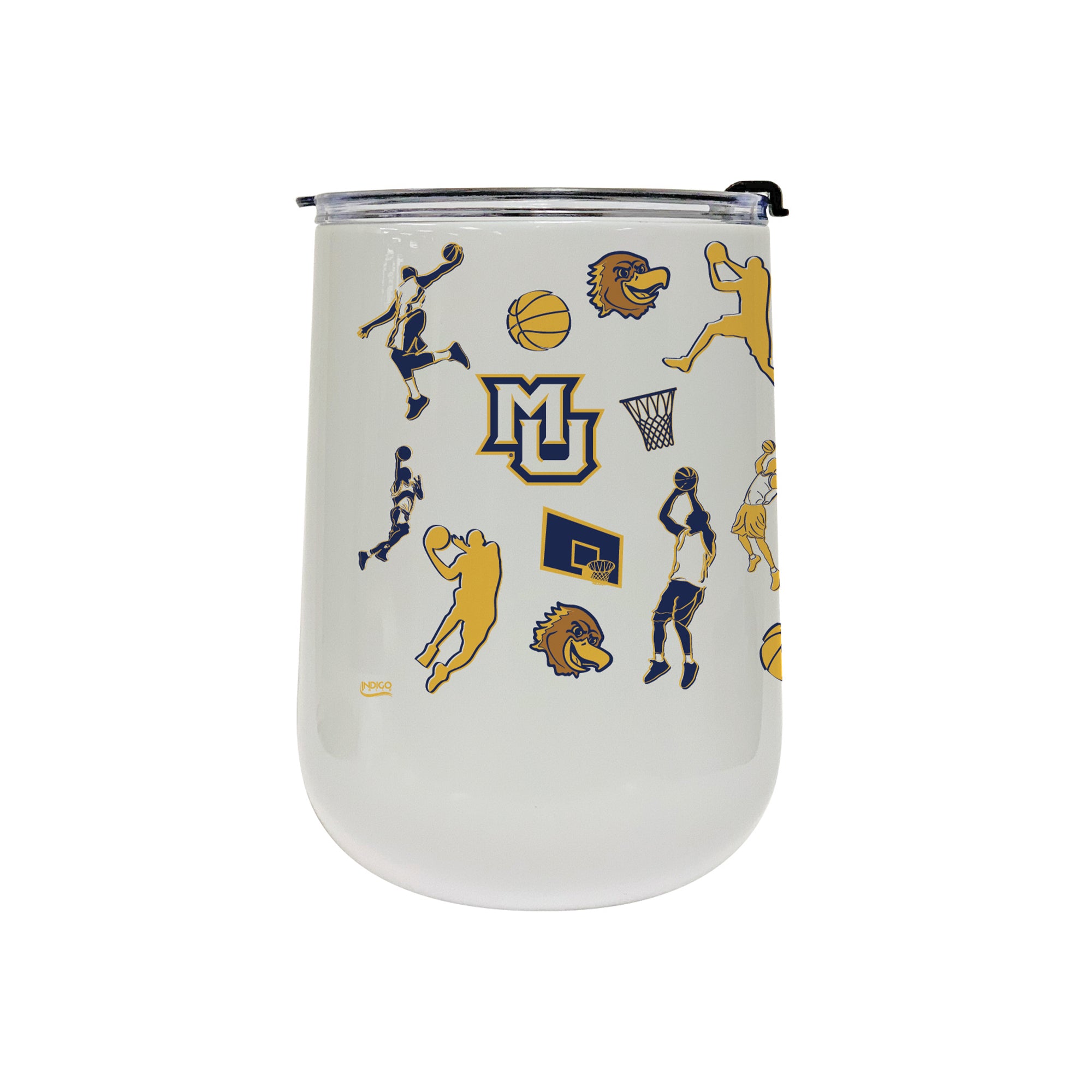 18oz Marquette Golden Eagles Basketball Sketch Stainless Tumbler