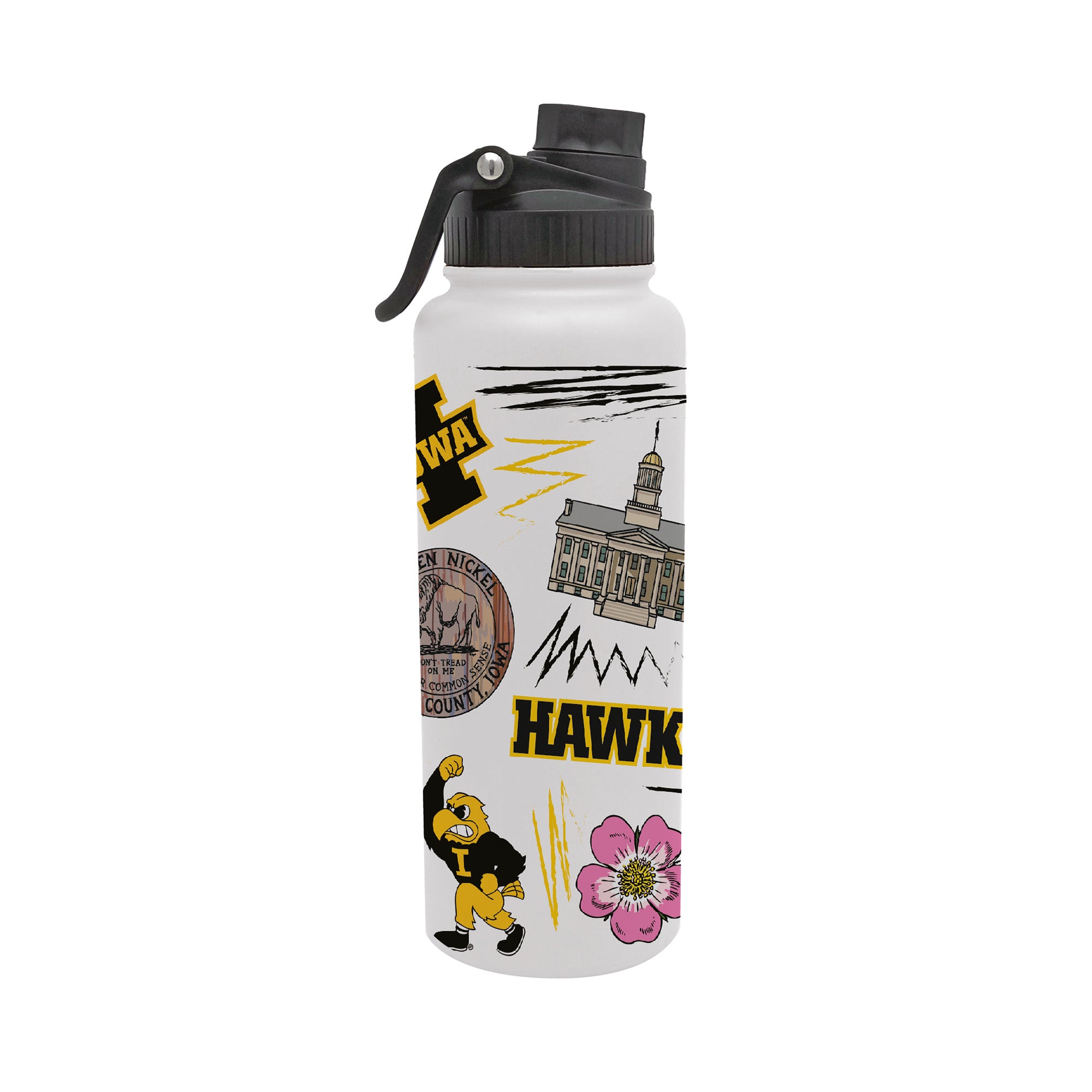 34oz Iowa Hawkeyes Local Aqua Bottle