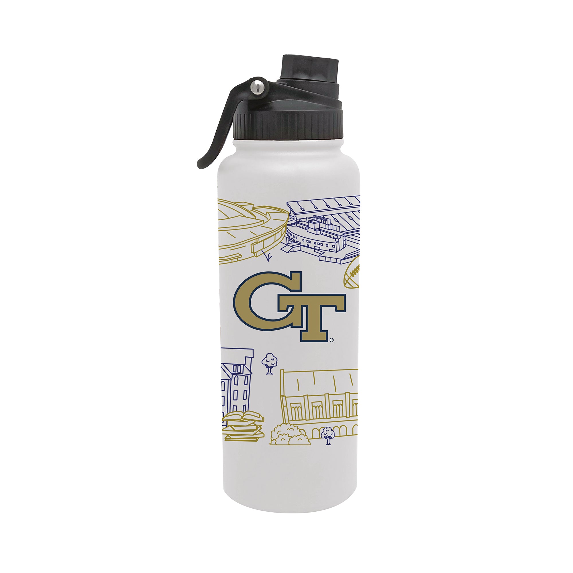 Georgia Tech Yellow Jackets 34oz Campus Line Art Aqua Bottle