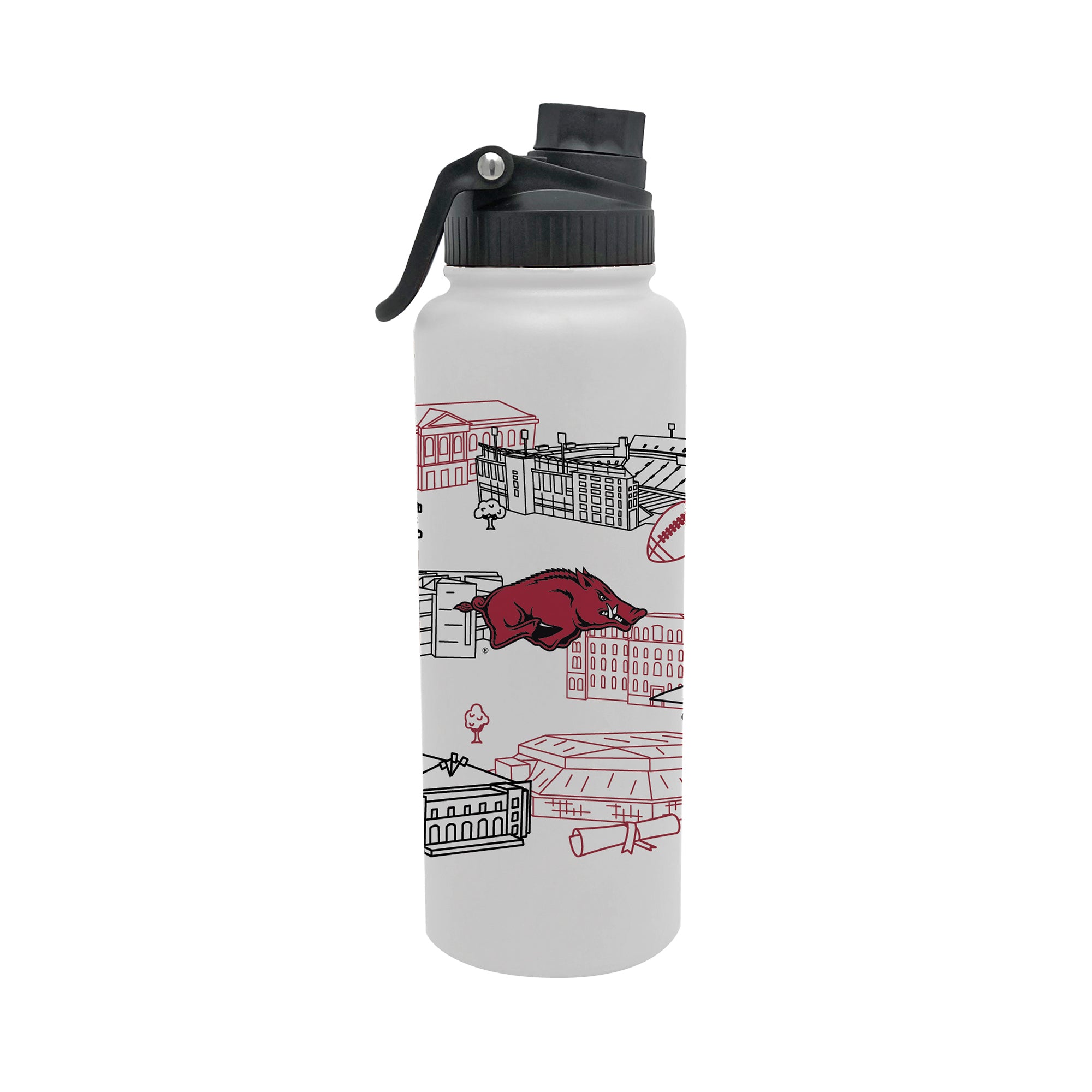 Arkansas Razorbacks 34oz Campus Line Art Aqua Bottle