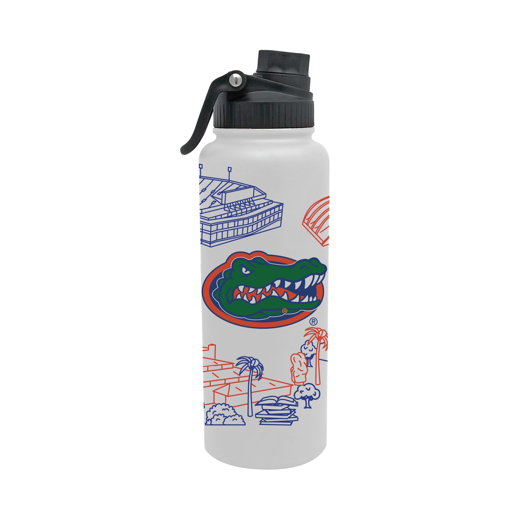 Florida Gators 34oz Campus Line Art Aqua Bottle