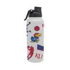 34oz Kansas Jayhawks Basketball Sketch Aqua Bottle