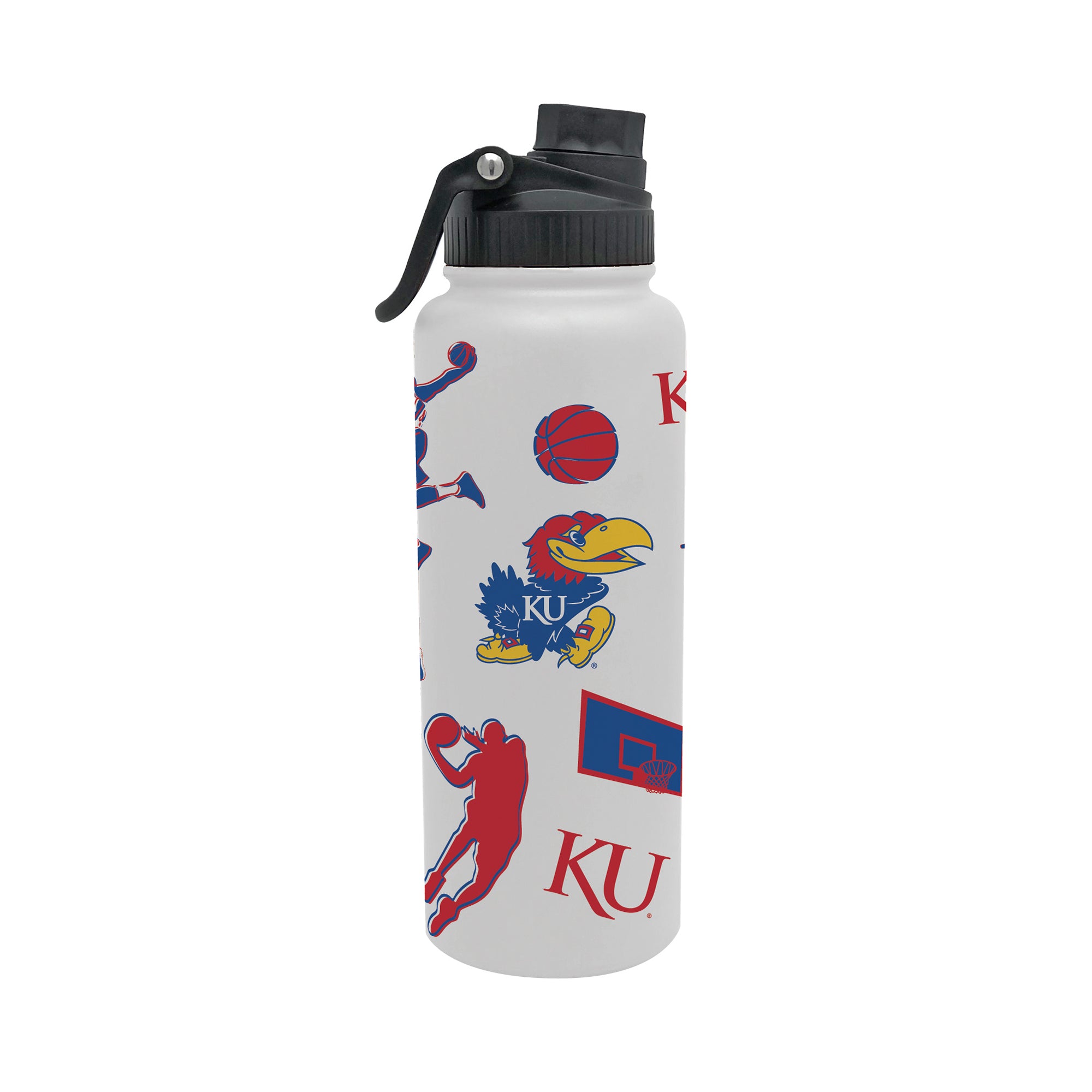 34oz Kansas Jayhawks Basketball Sketch Aqua Bottle