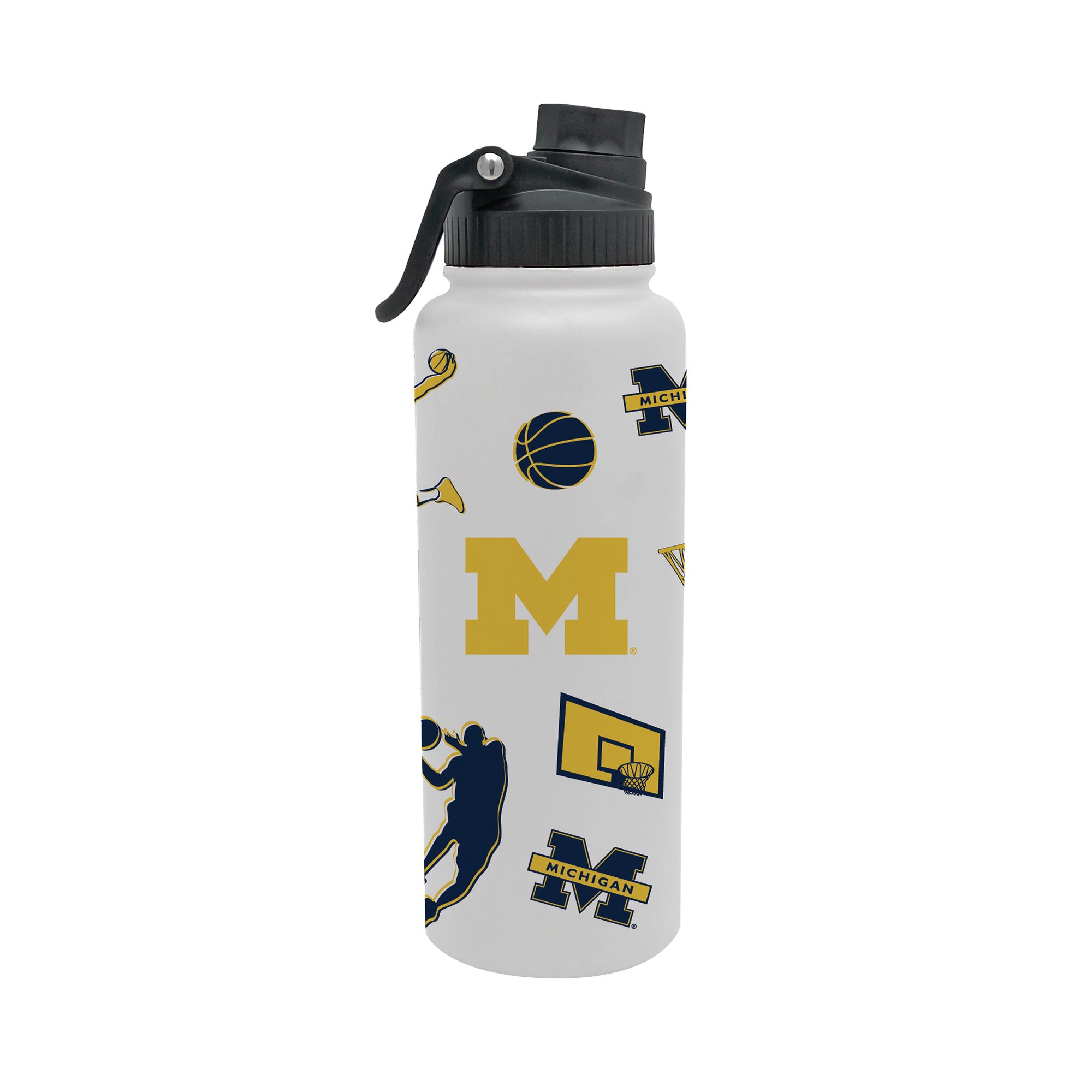 34oz Michigan Wolverines Basketball Sketch Aqua Bottle