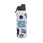 34oz North Carolina Tar Heels Basketball Sketch Aqua Bottle