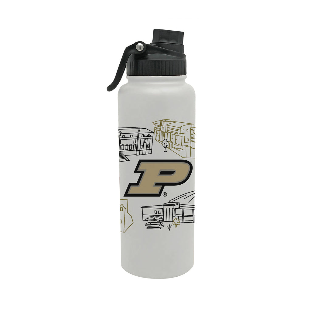Purdue Boilermakers 34oz Campus Line Art Aqua Bottle