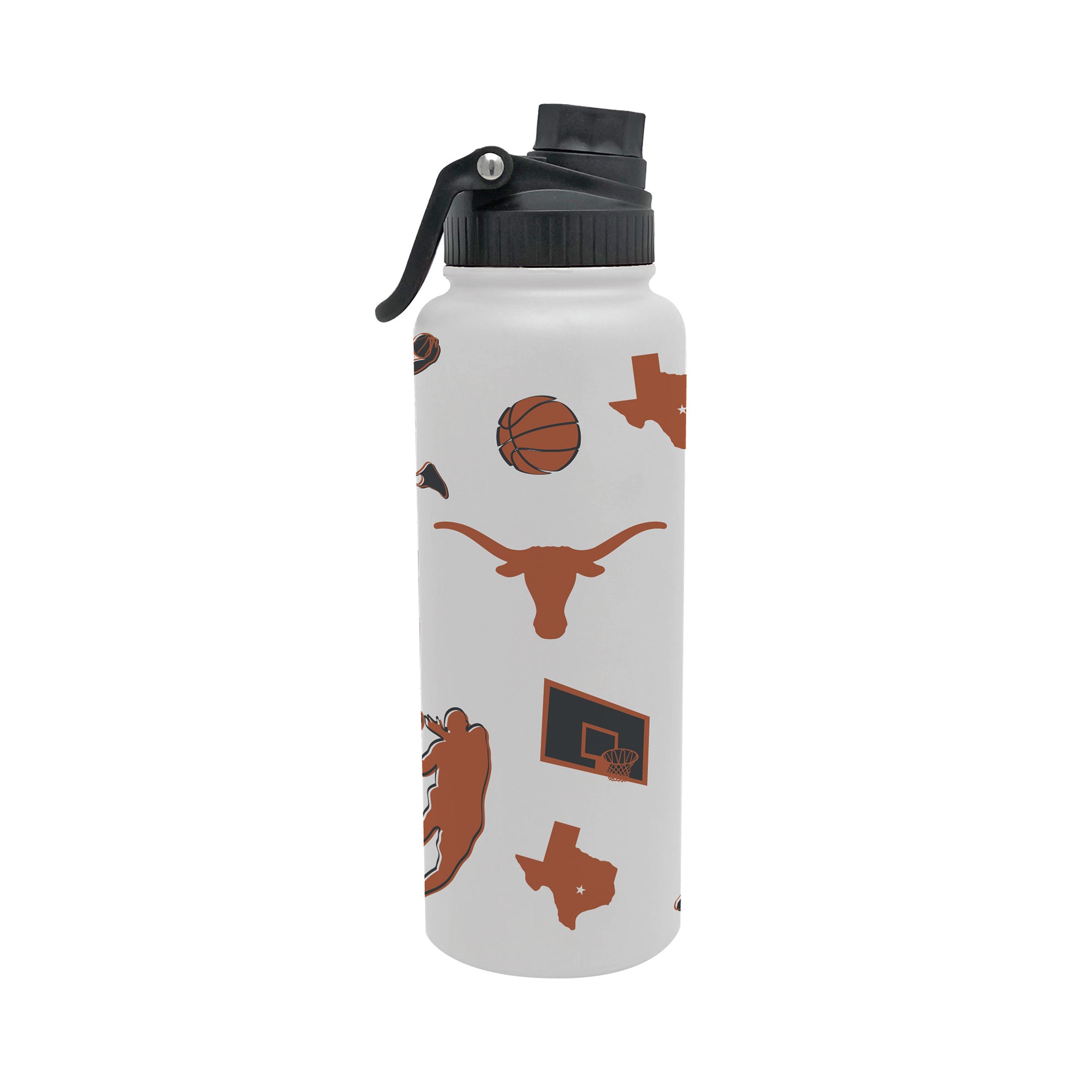 34oz Texas Longhorns Basketball Sketch Aqua Bottle