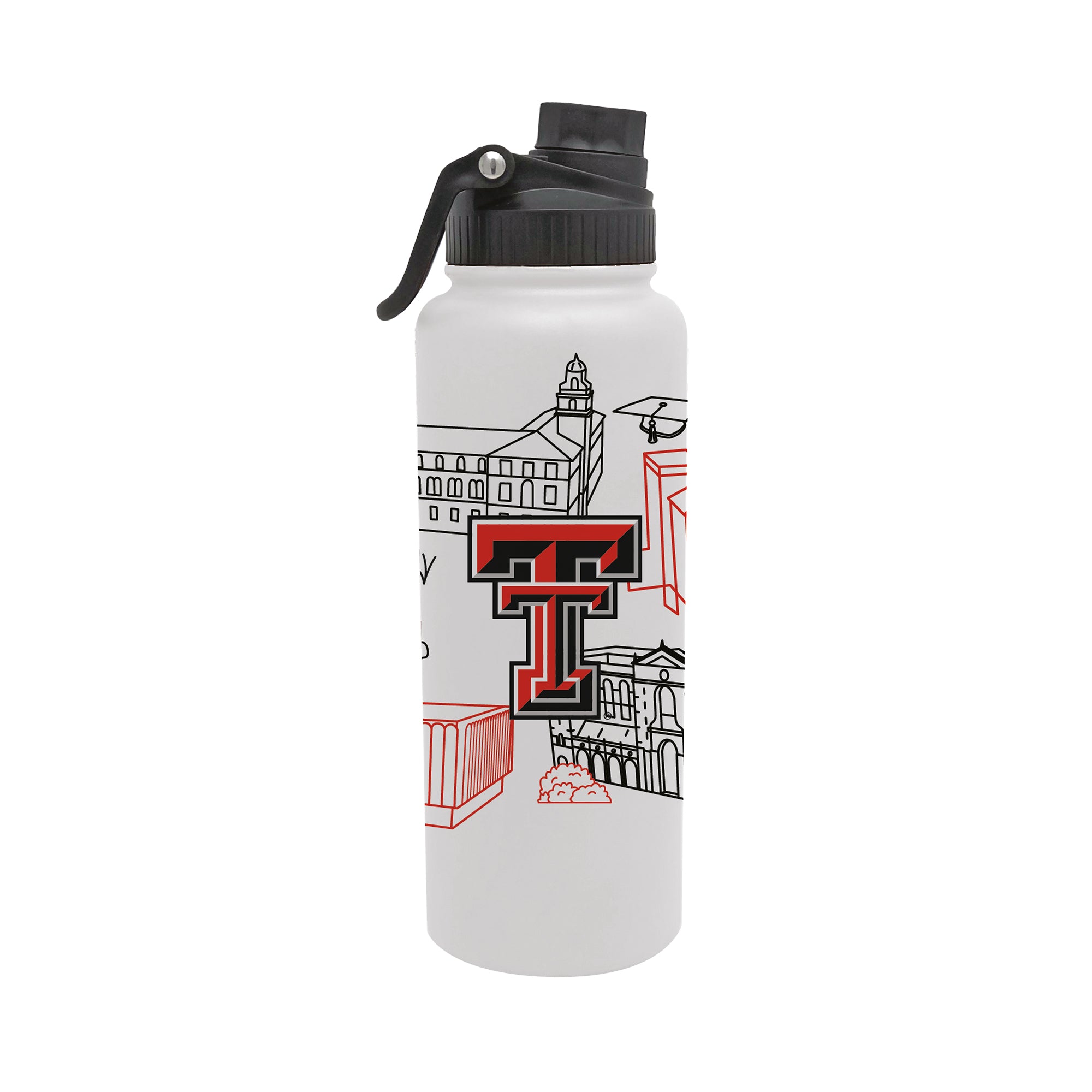 Texas Tech Red Raiders 34oz Campus Line Art Aqua Bottle