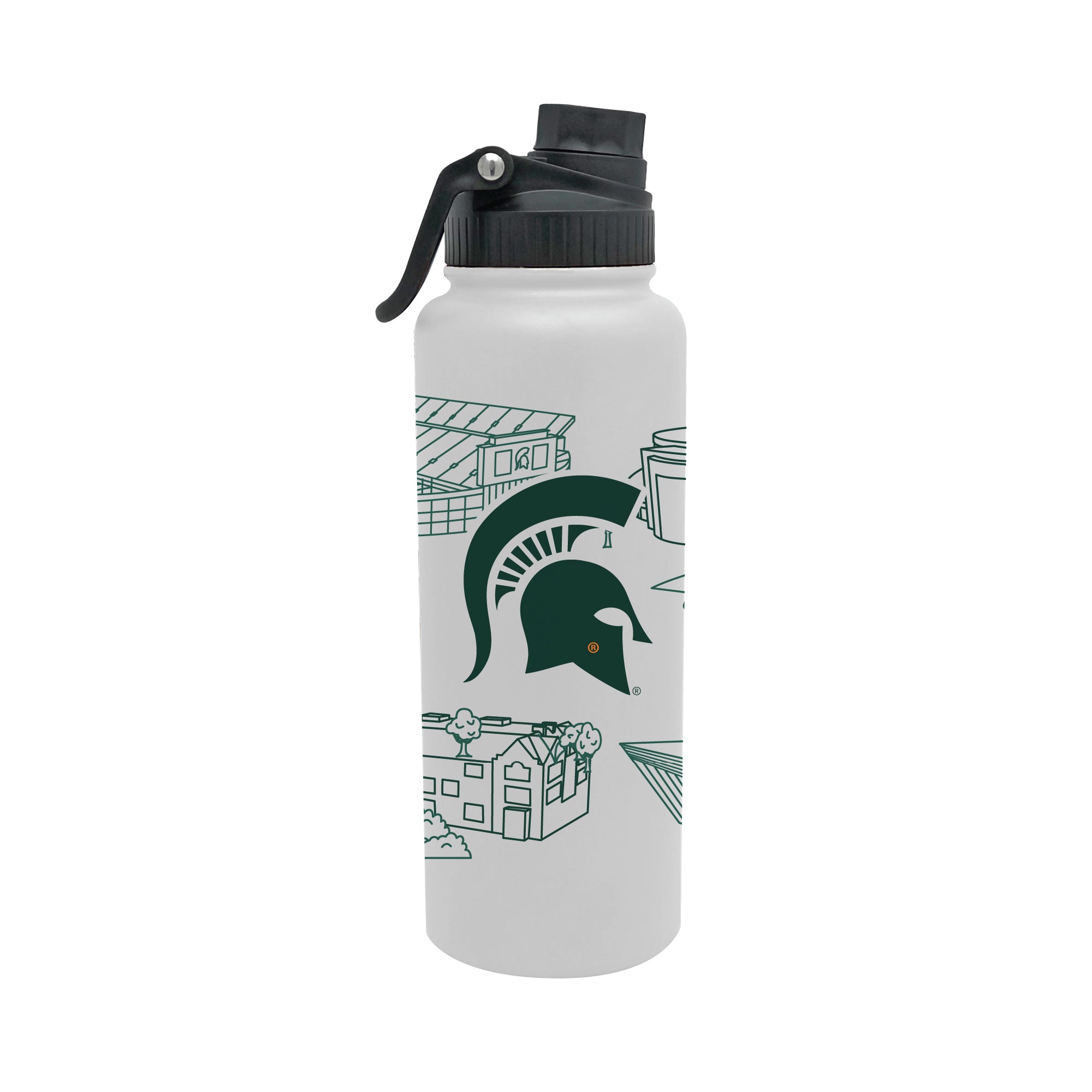 Michigan State Spartans 34oz Campus Line Art Aqua Bottle