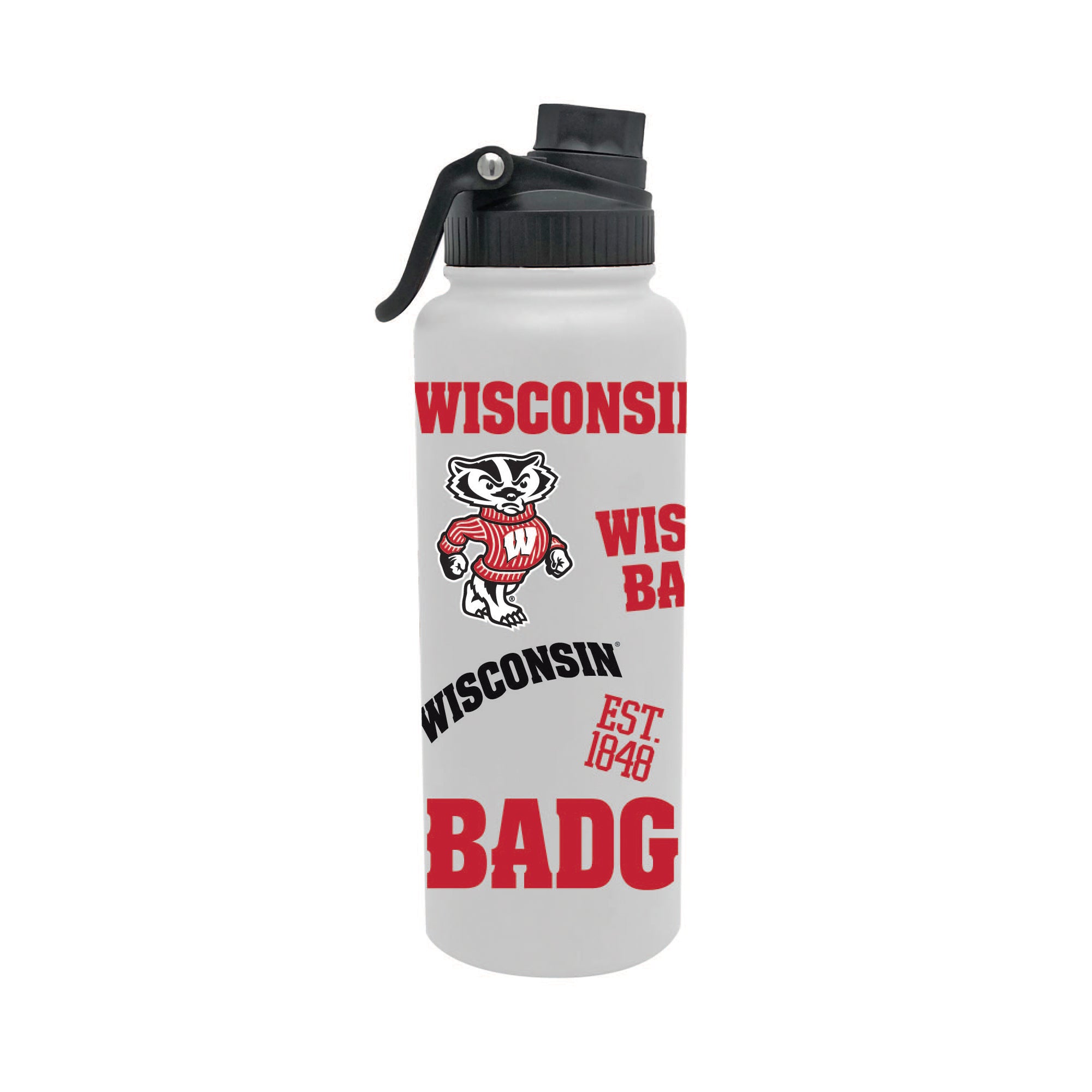 Wisconsin Badgers 34oz Stainless Steel Medley Aqua Bottle