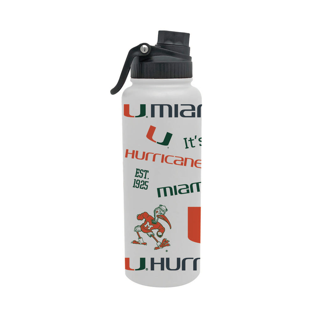 Miami Hurricanes 34oz Stainless Steel Medley Aqua Bottle