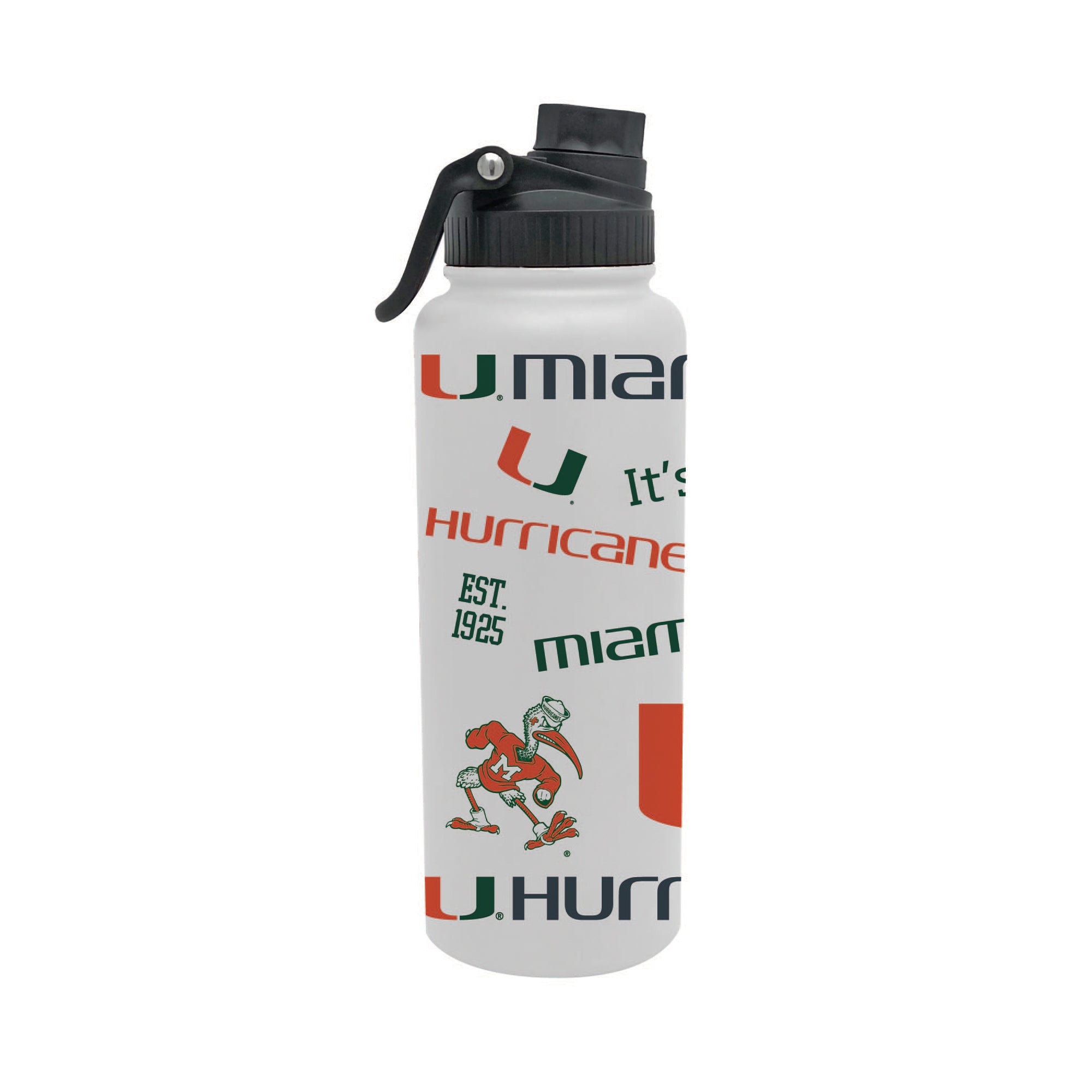Miami Hurricanes 34oz Stainless Steel Medley Aqua Bottle