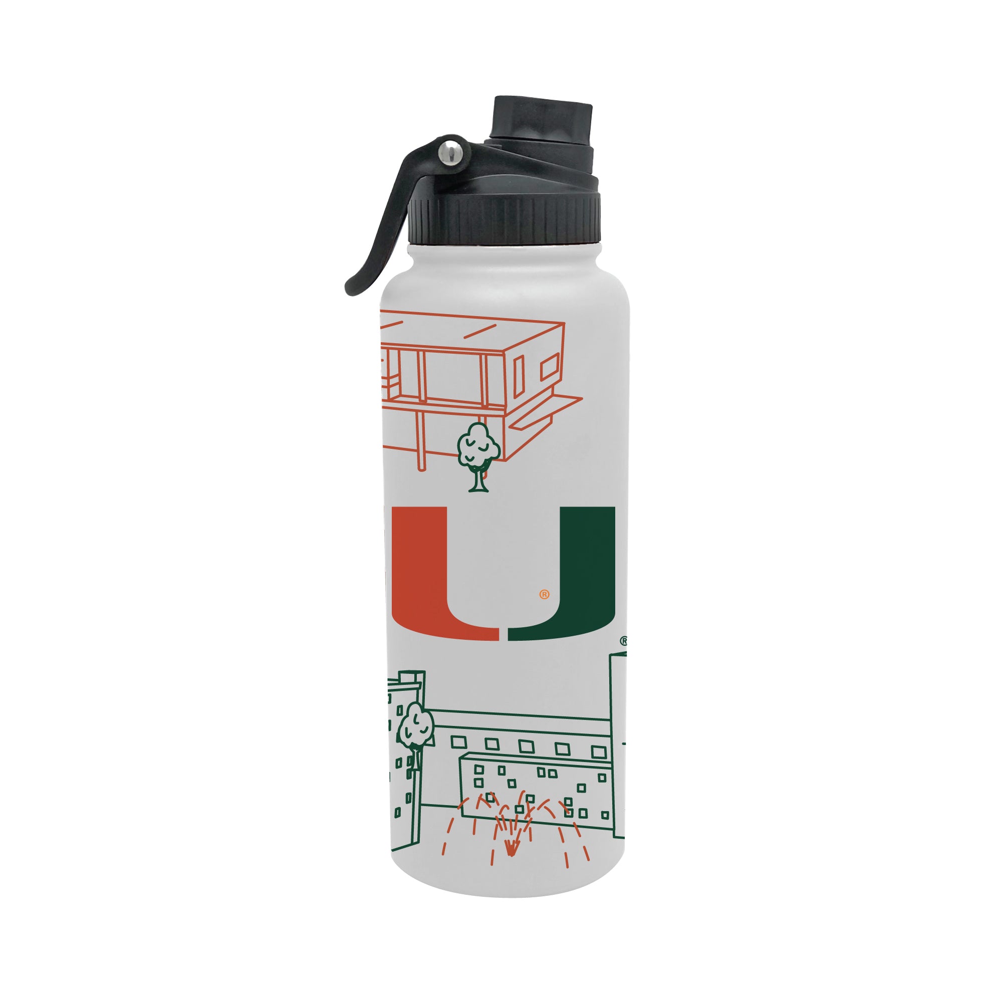 Miami Hurricanes 34oz Campus Line Art Aqua Bottle