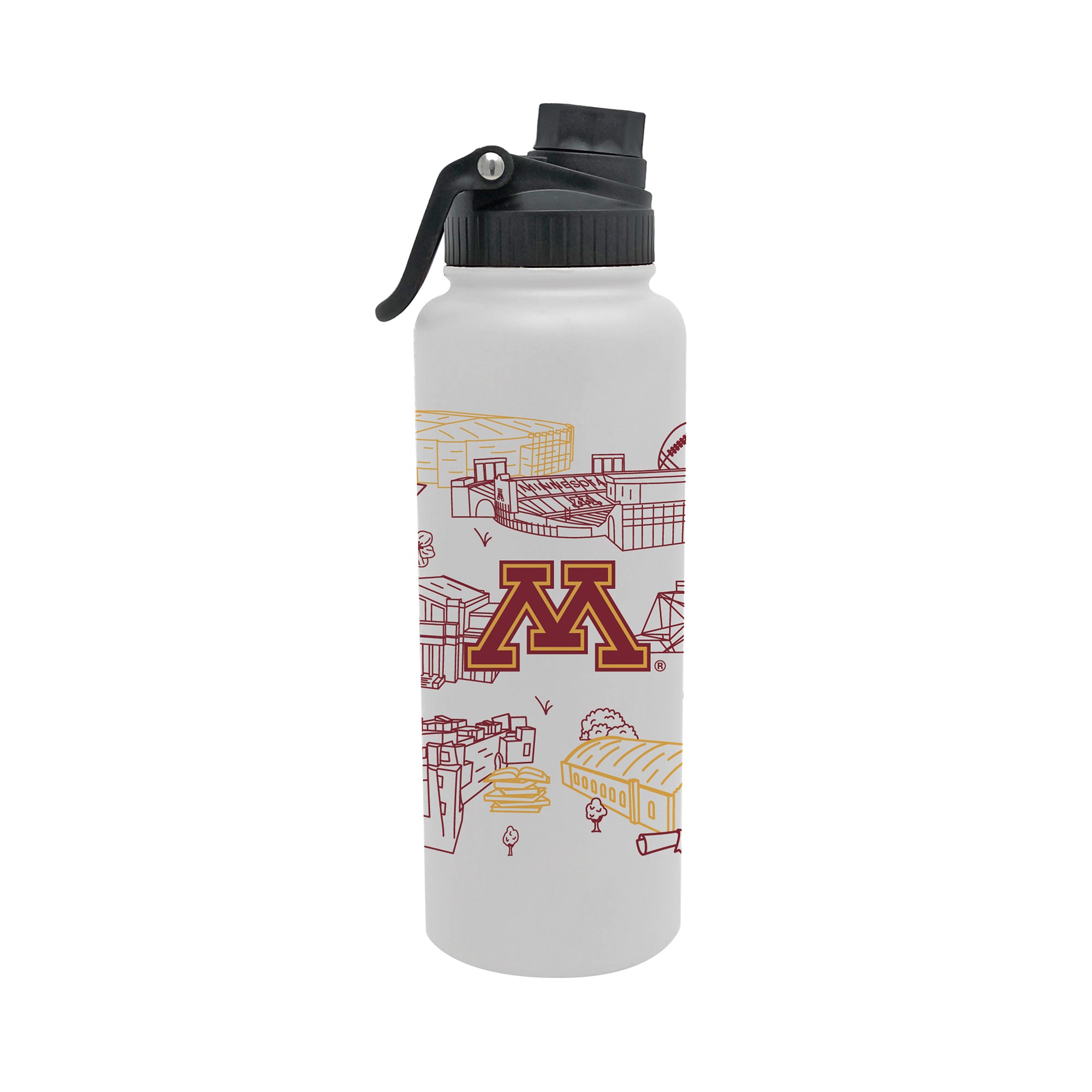 Minnesota Golden Gophers 34oz Campus Line Art Aqua Bottle