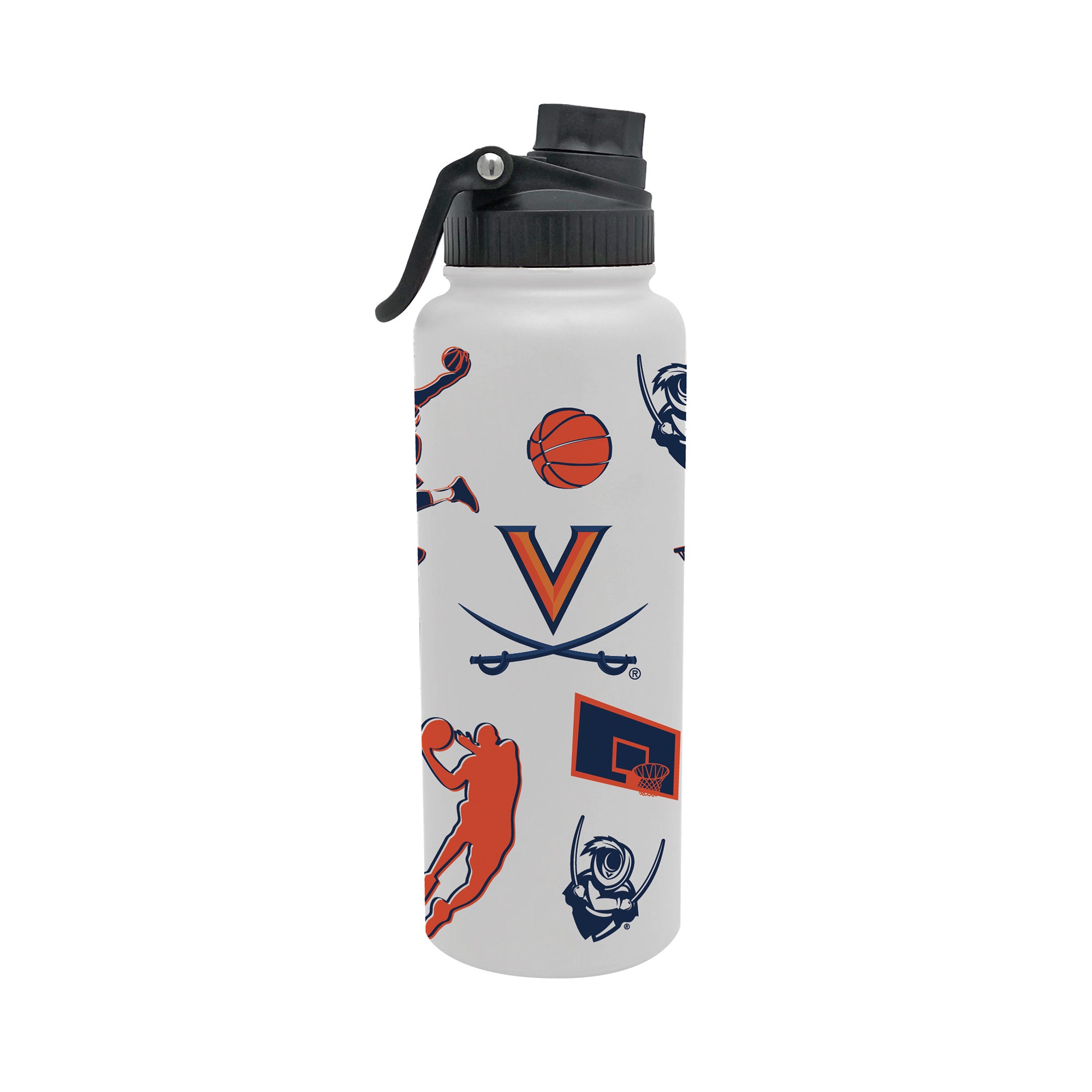 34oz Virginia Cavaliers Basketball Sketch Aqua Bottle