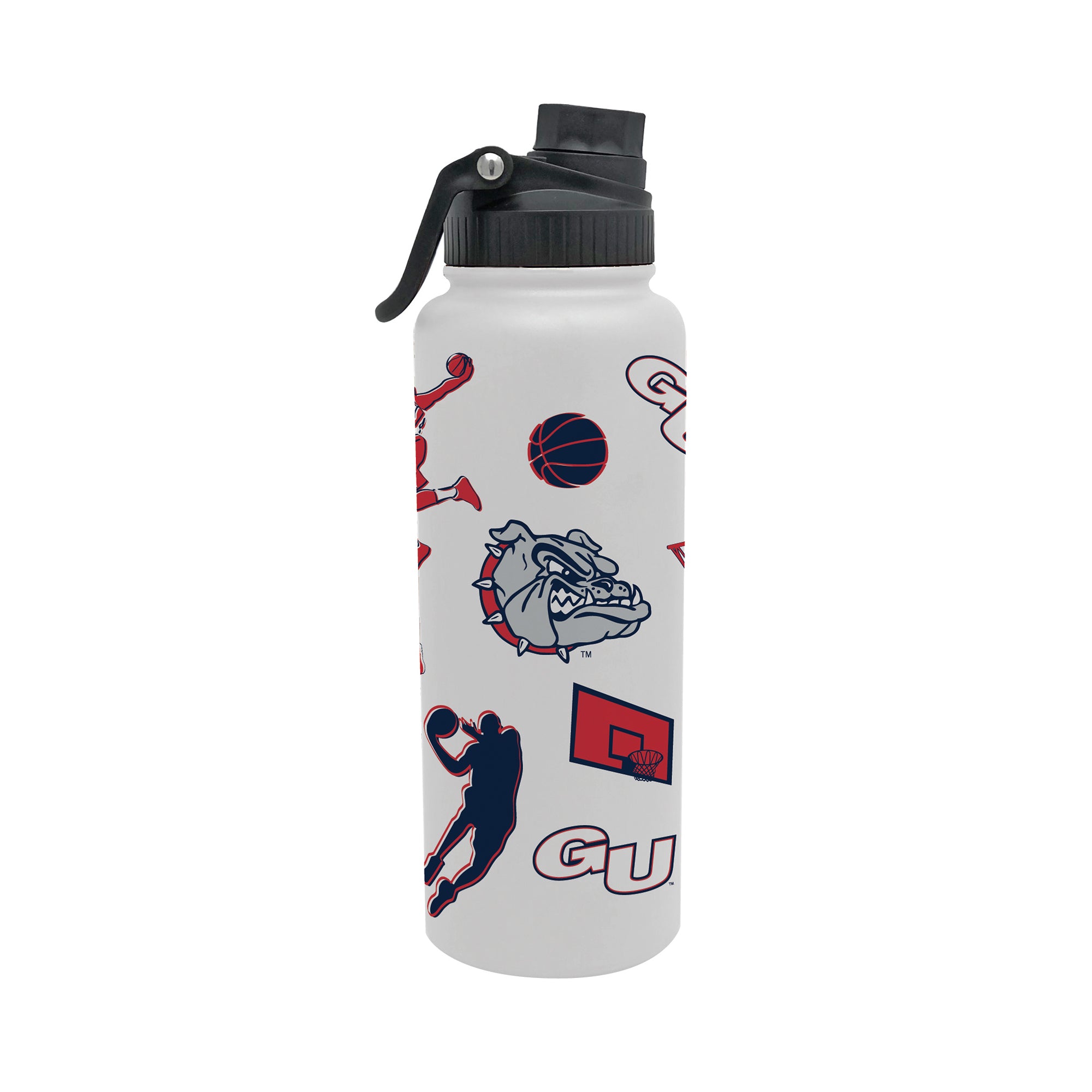 34oz Gonzaga Bulldogs Basketball Sketch Aqua Bottle