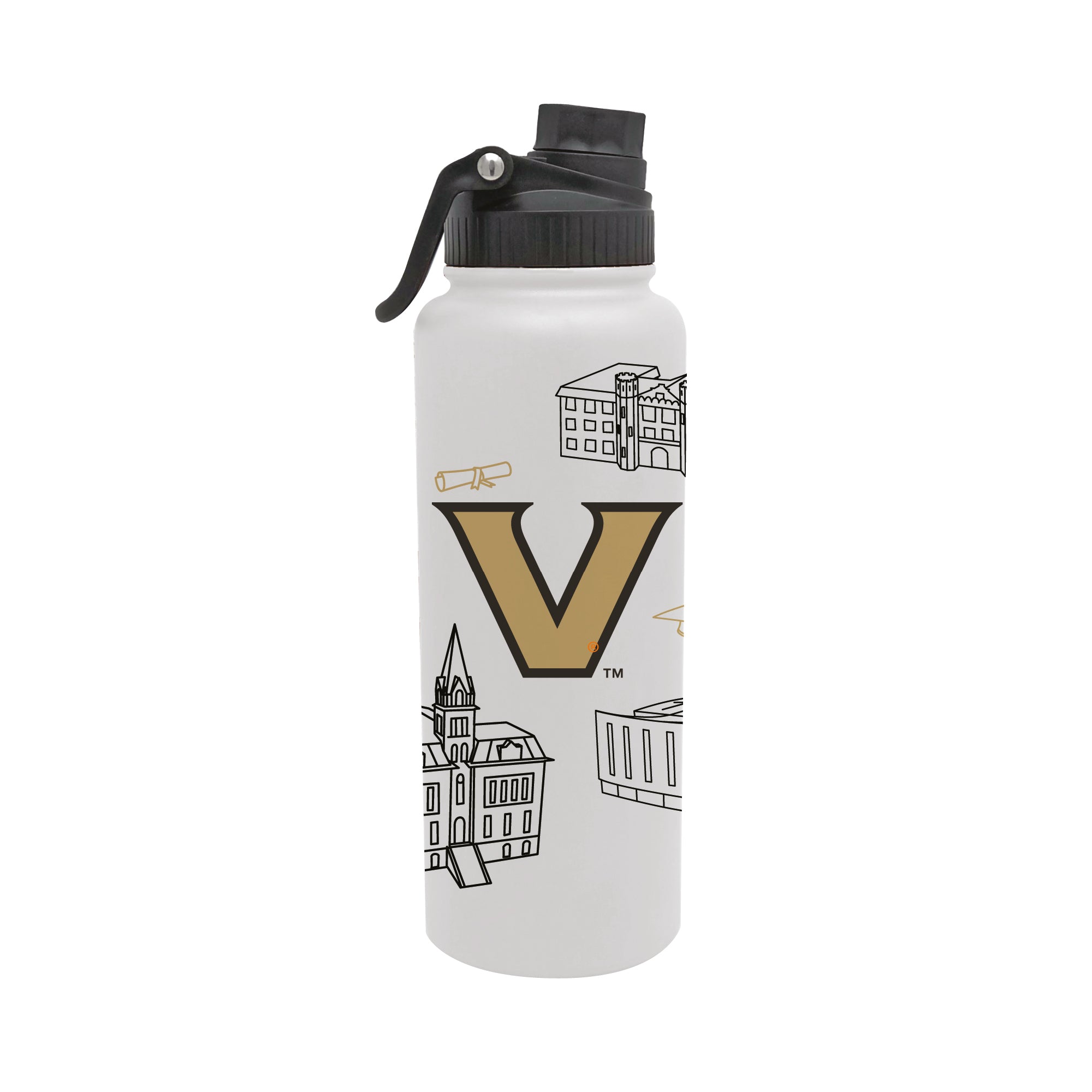 Vanderbilt Commodores 34oz Campus Line Art Aqua Bottle