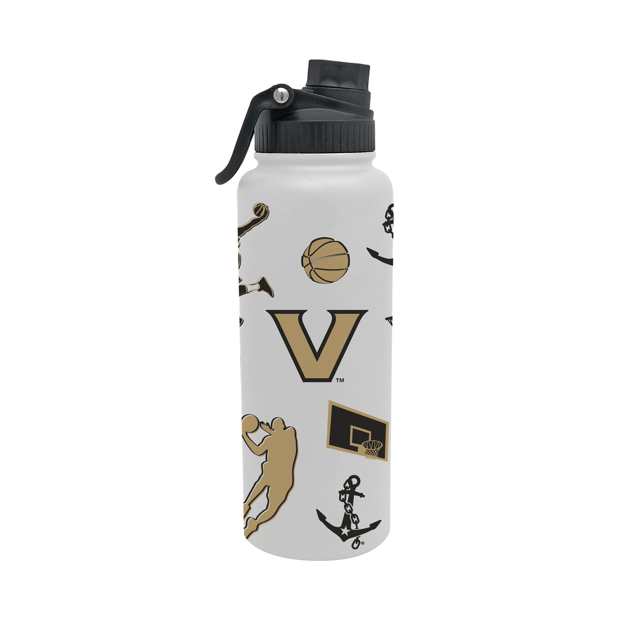 34oz Vanderbilt Commodores Basketball Sketch Aqua Bottle