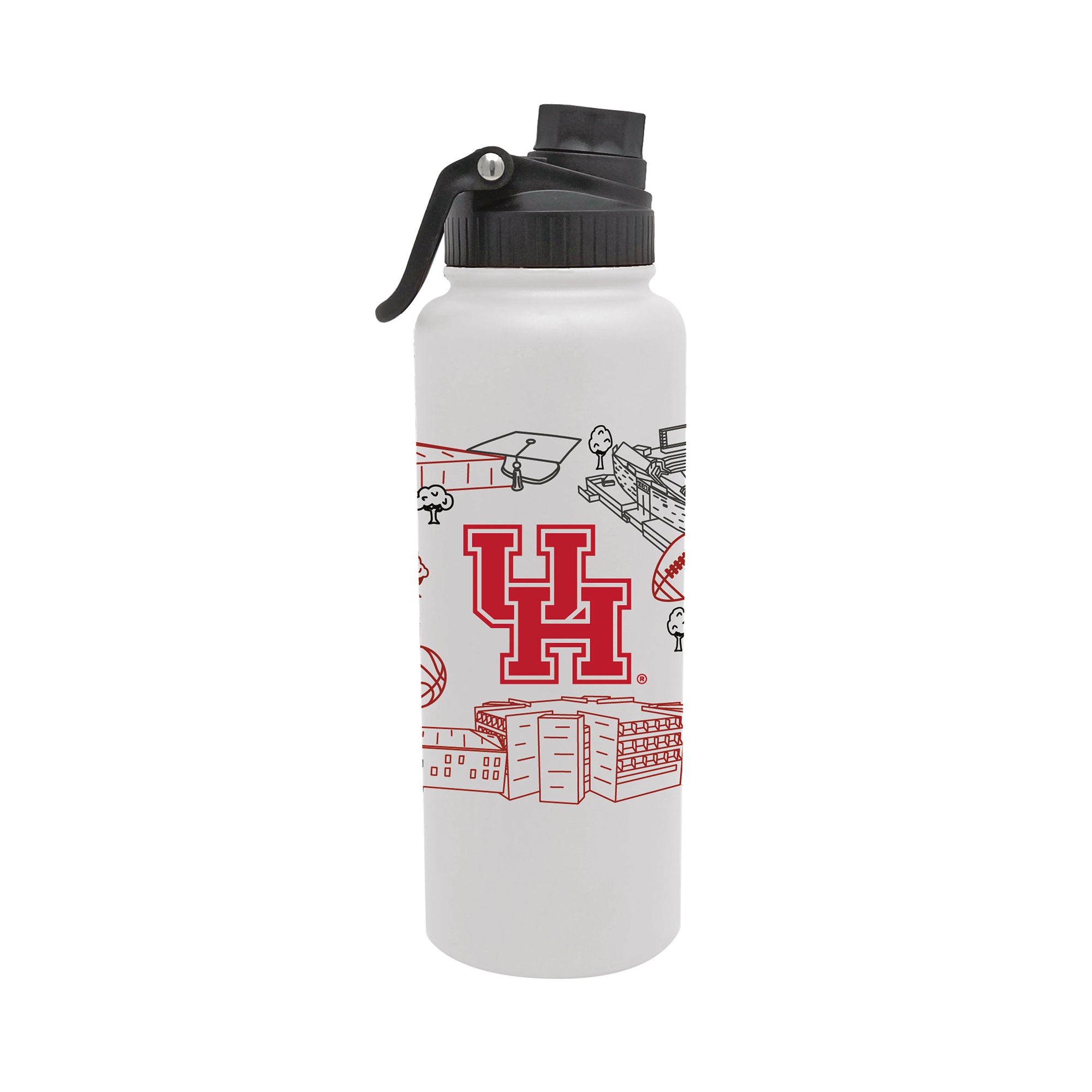 Houston Cougars 34oz Campus Line Art Aqua Bottle