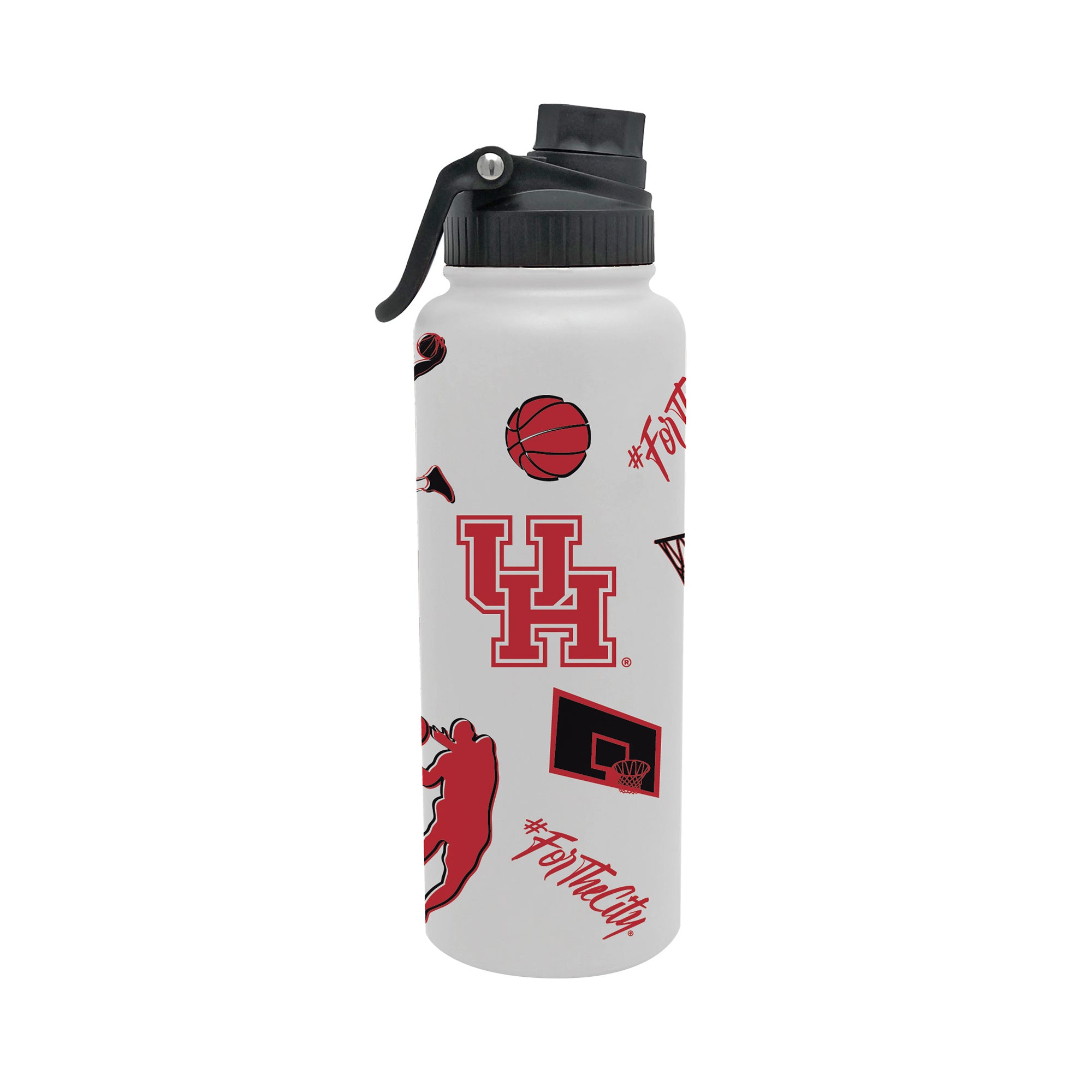 34oz Houston Cougars Basketball Sketch Aqua Bottle