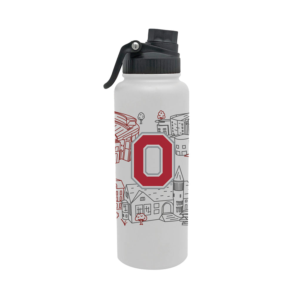 Ohio State Buckeyes 34oz Campus Line Art Aqua Bottle