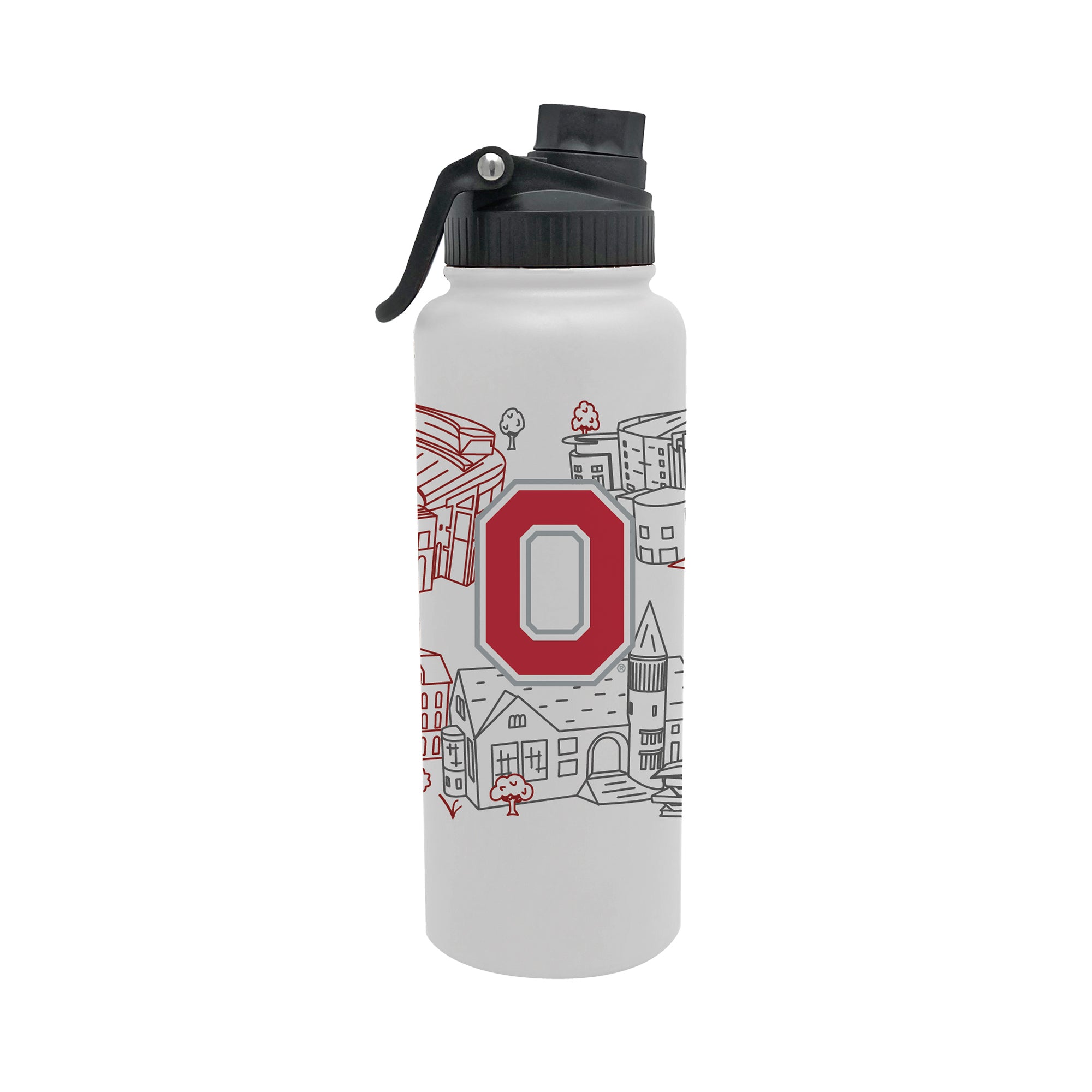 Ohio State Buckeyes 34oz Campus Line Art Aqua Bottle