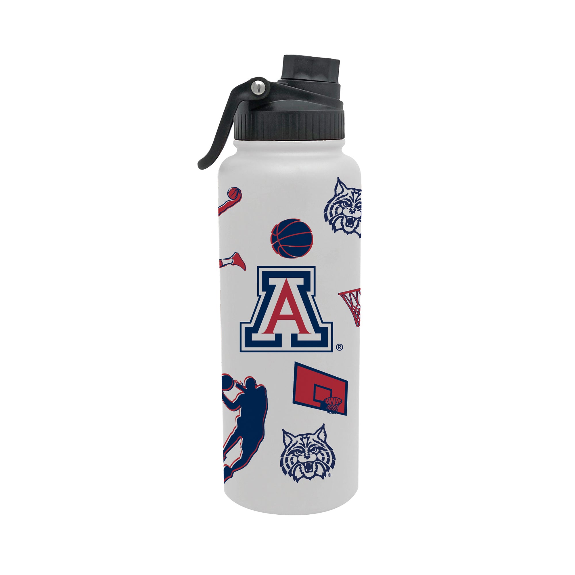 34oz Arizona Wildcats Basketball Sketch Aqua Bottle