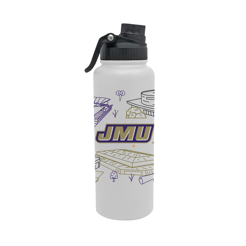 James Madison Dukes 34oz Campus Line Art Aqua Bottle