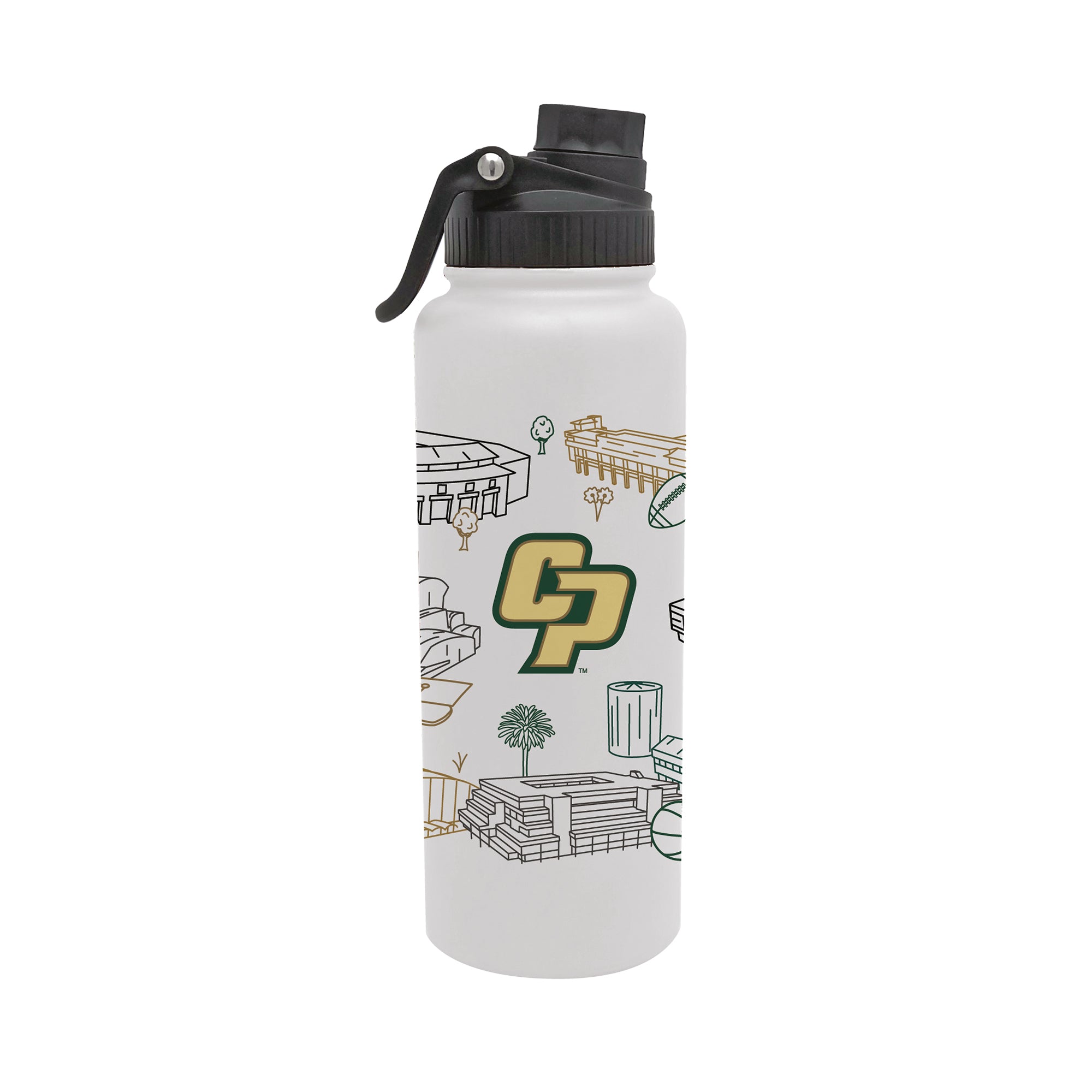 Cal Poly Mustangs 34oz Campus Line Art Aqua Bottle