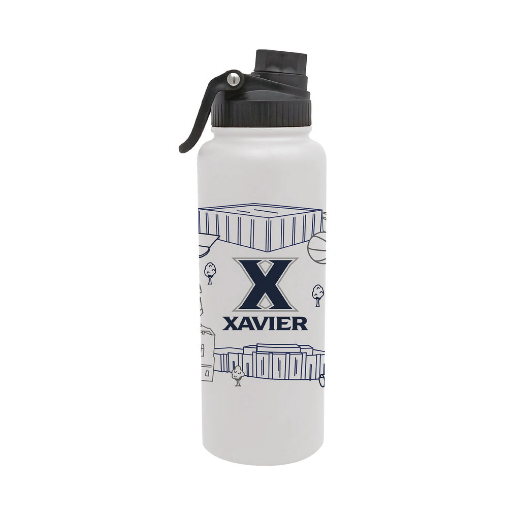Xavier Musketeers 34oz Campus Line Art Aqua Bottle