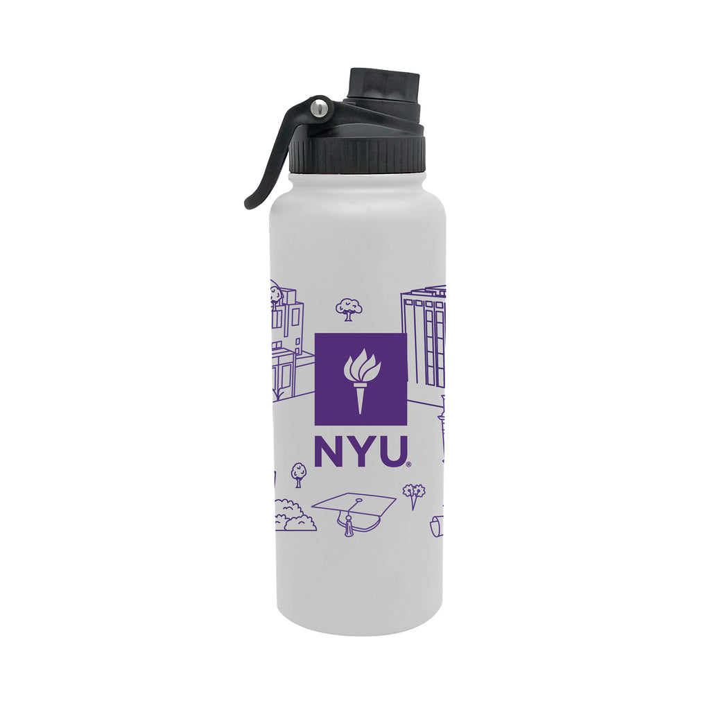 NYU 34oz Campus Line Art Aqua Bottle