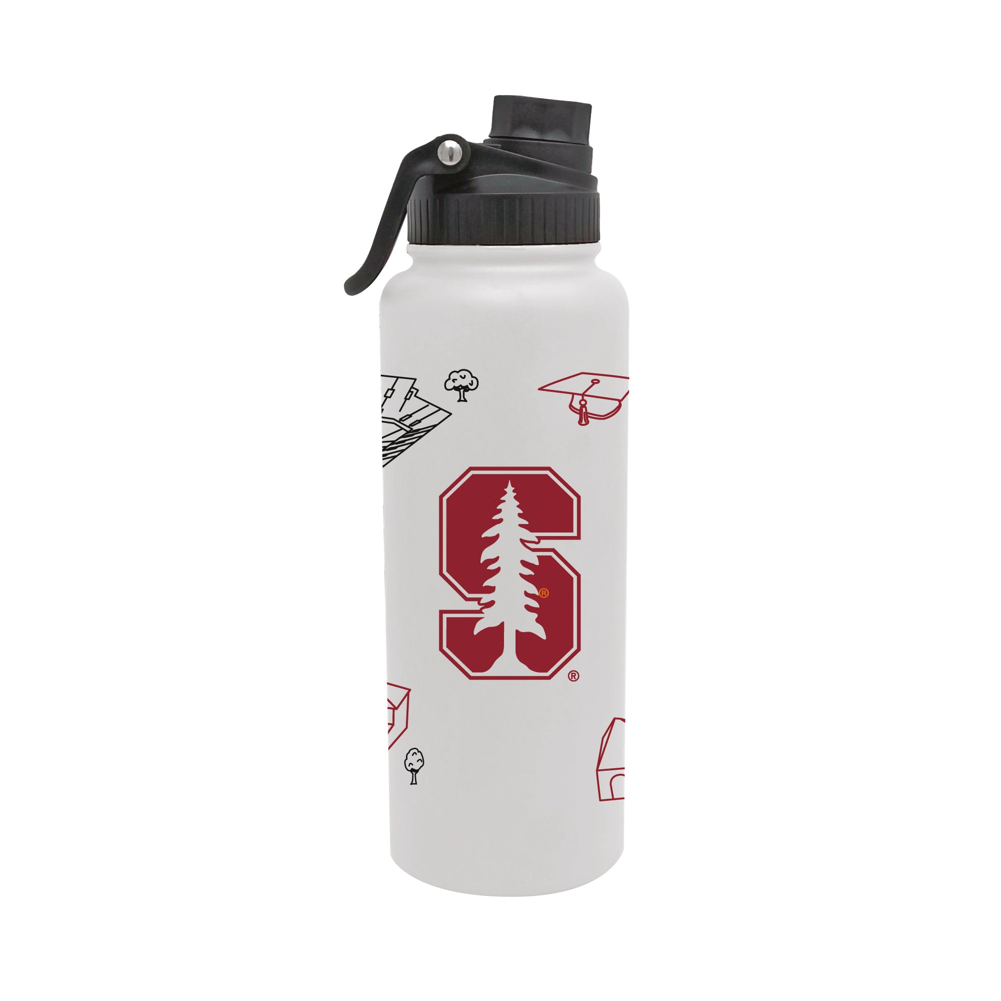 Stanford Cardinal 34oz Campus Line Art Aqua Bottle
