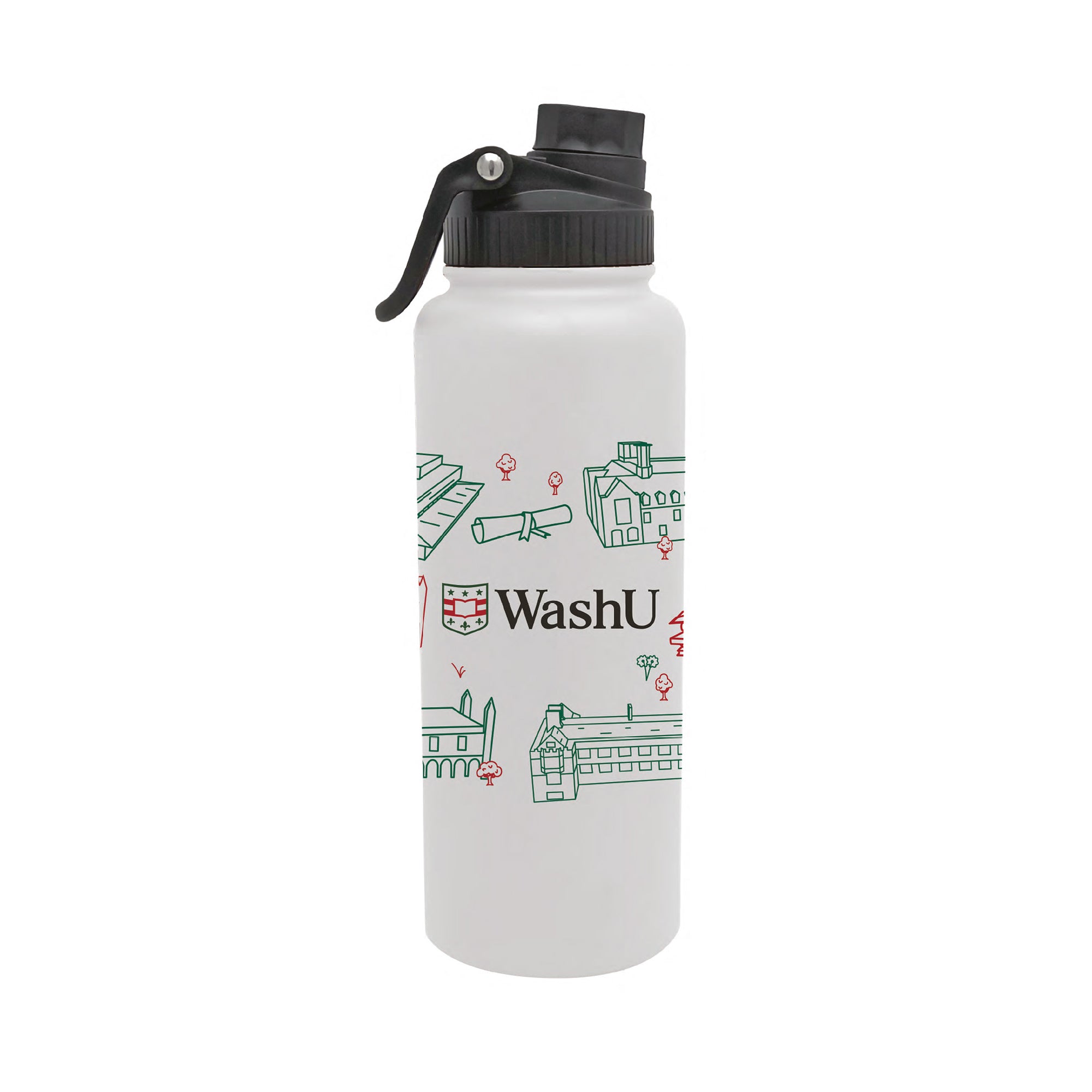 Washington University 34oz Campus Line Art Aqua Bottle