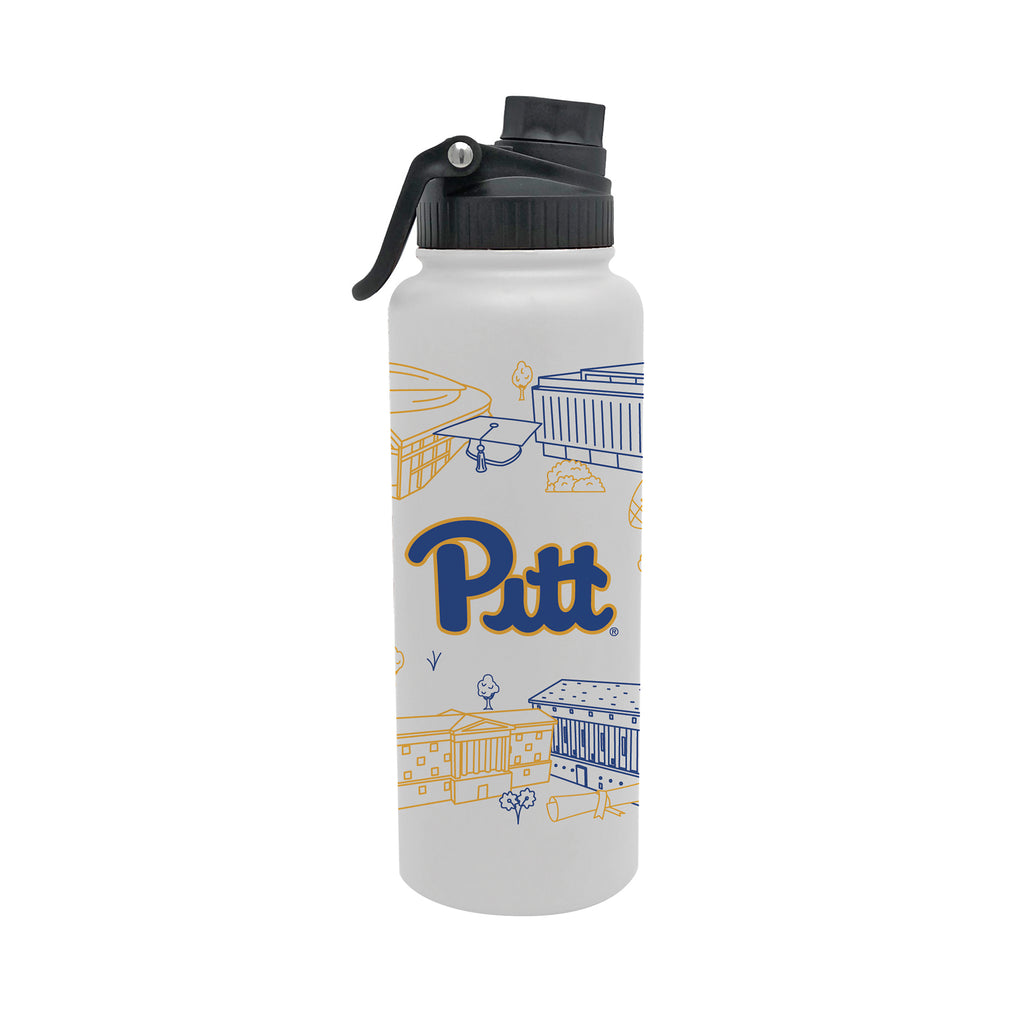 Pittsburgh Panthers 34oz Campus Line Art Aqua Bottle