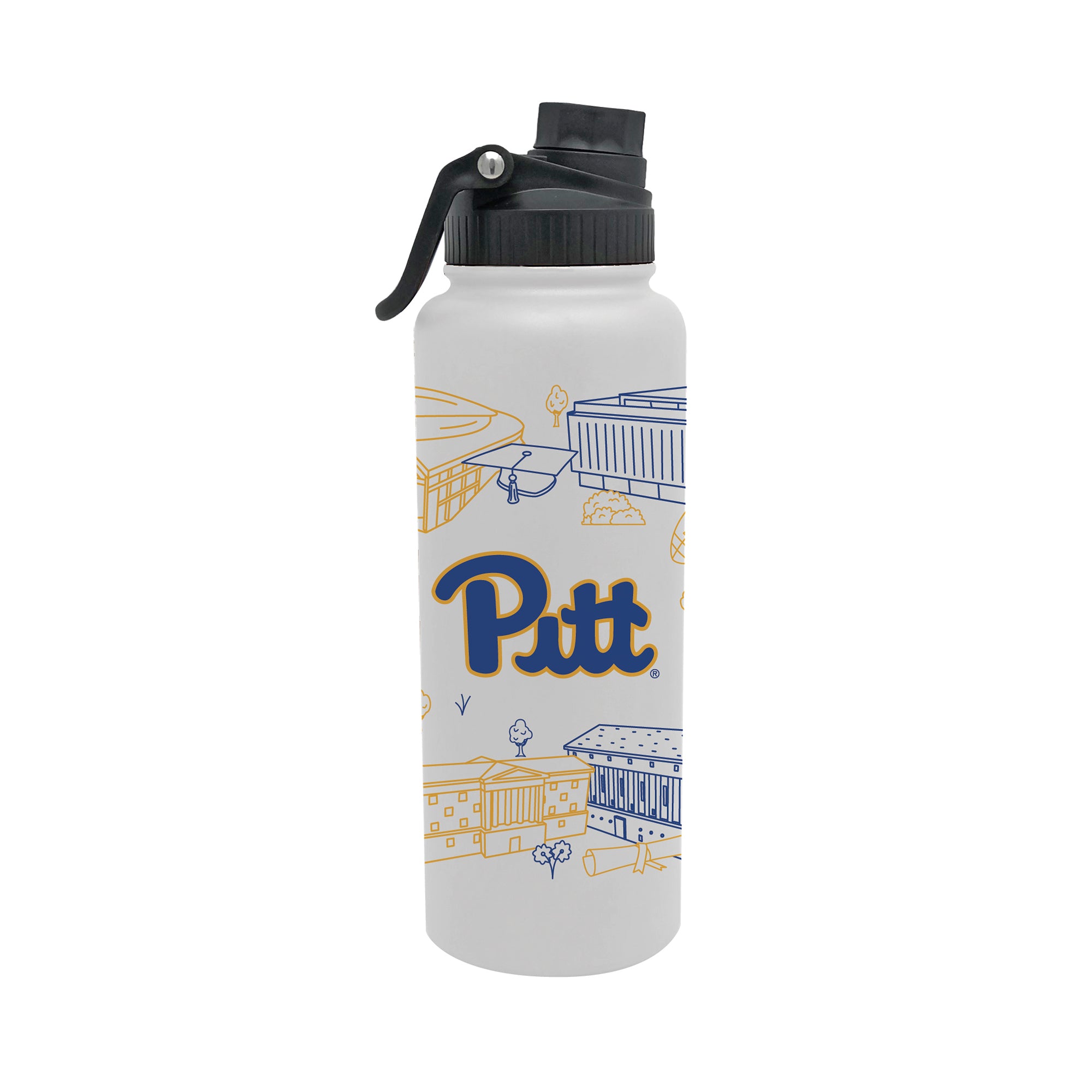 Pittsburgh Panthers 34oz Campus Line Art Aqua Bottle