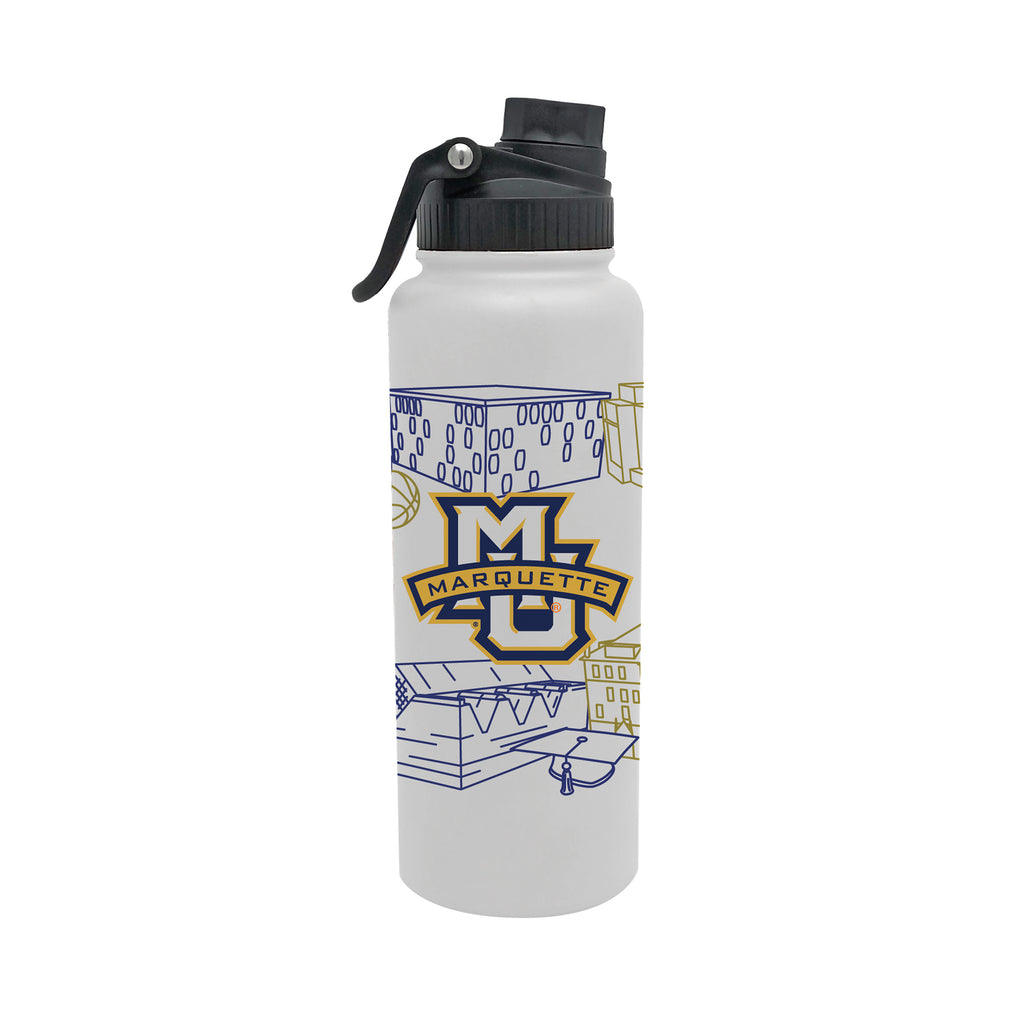 Marquette Golden Eagles 34oz Campus Line Art Aqua Bottle