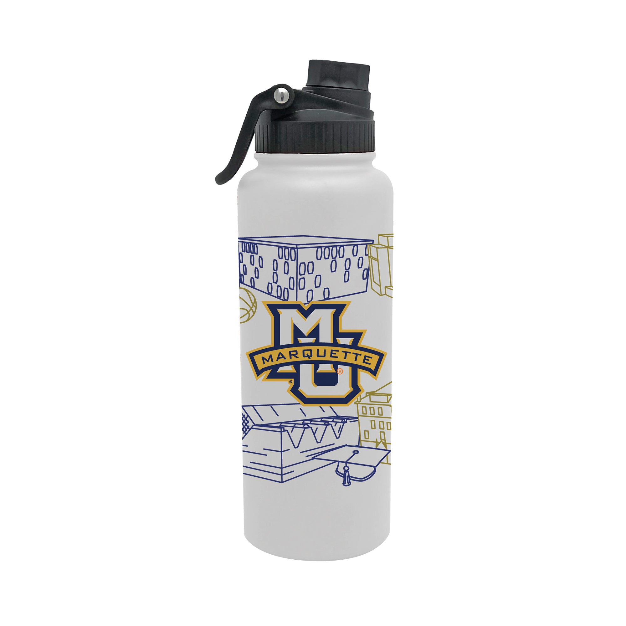 Marquette Golden Eagles 34oz Campus Line Art Aqua Bottle