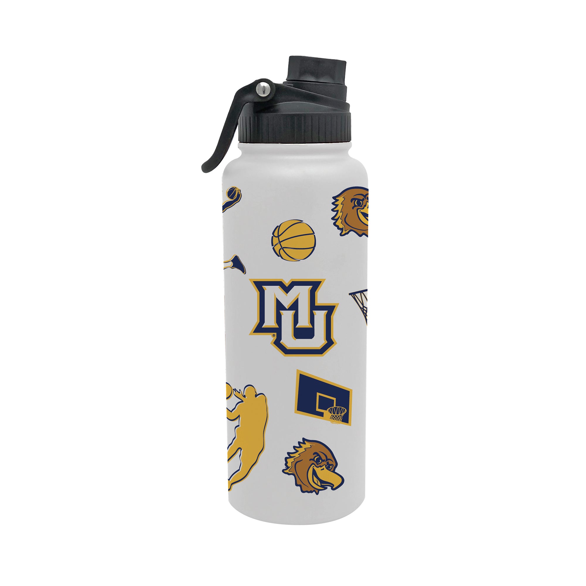 34oz Marquette Golden Eagles Basketball Sketch Aqua Bottle
