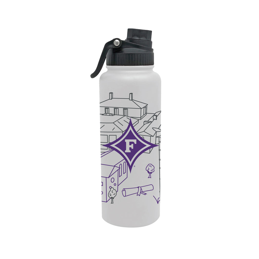 Furman Paladins 34oz Campus Line Art Aqua Bottle