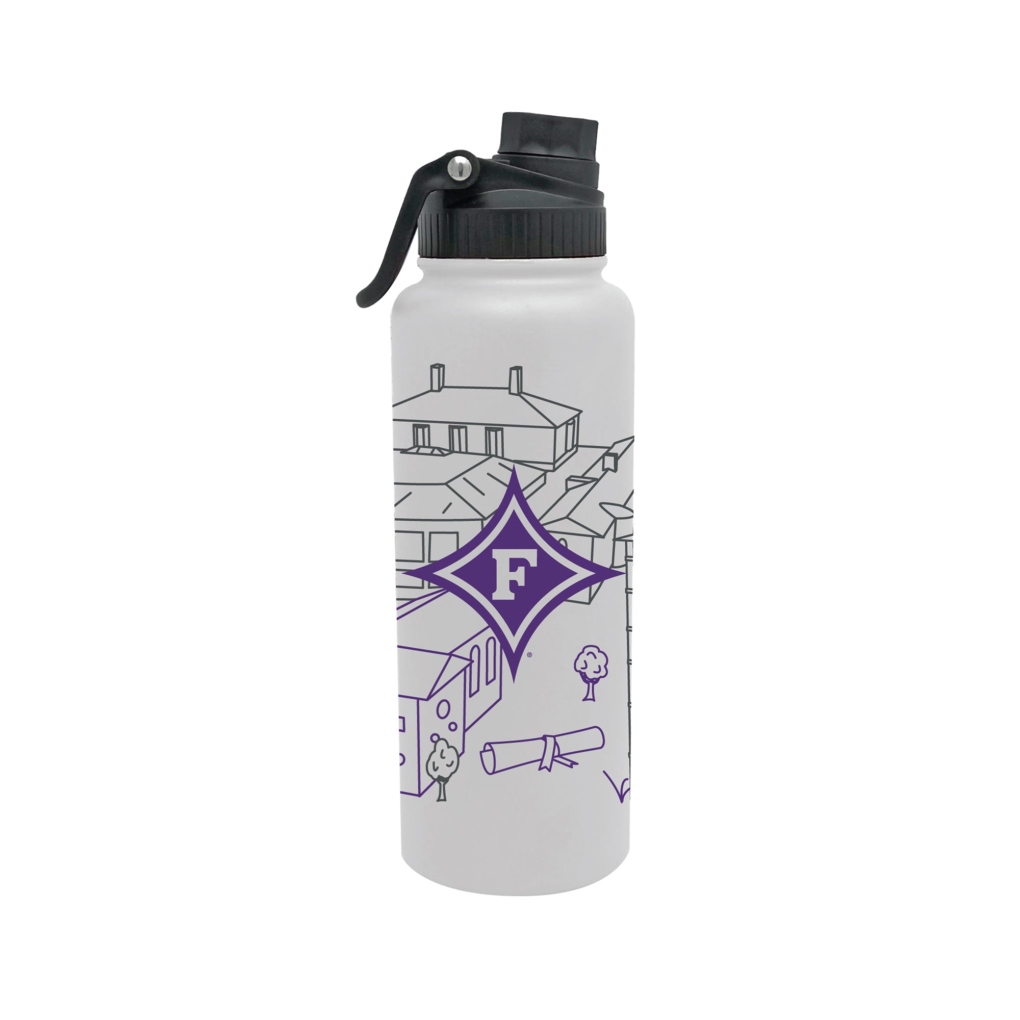 Furman Paladins 34oz Campus Line Art Aqua Bottle
