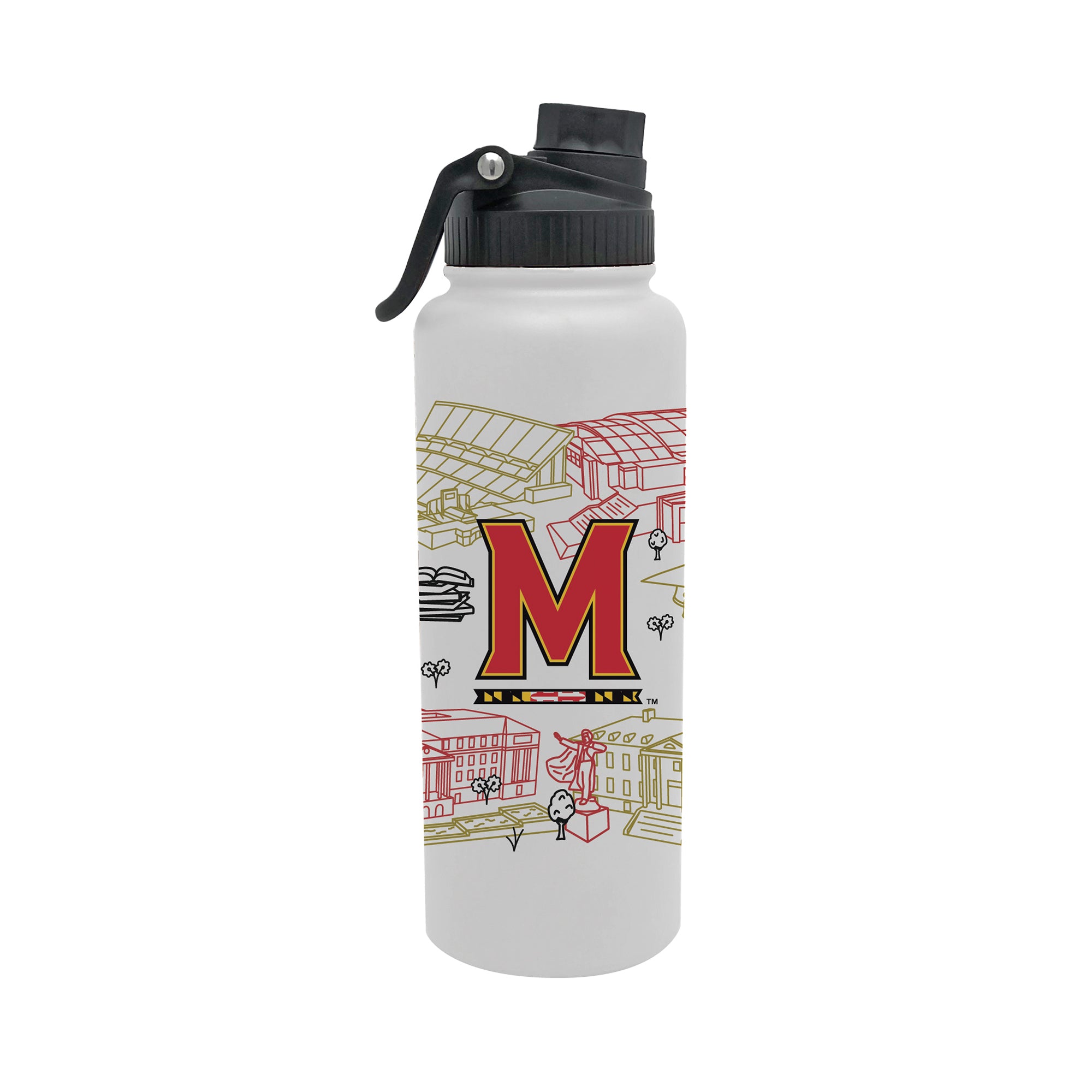 Maryland Terrapins 34oz Campus Line Art Aqua Bottle