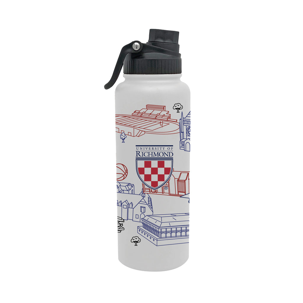 Richmond University 34oz Campus Line Art Aqua Bottle