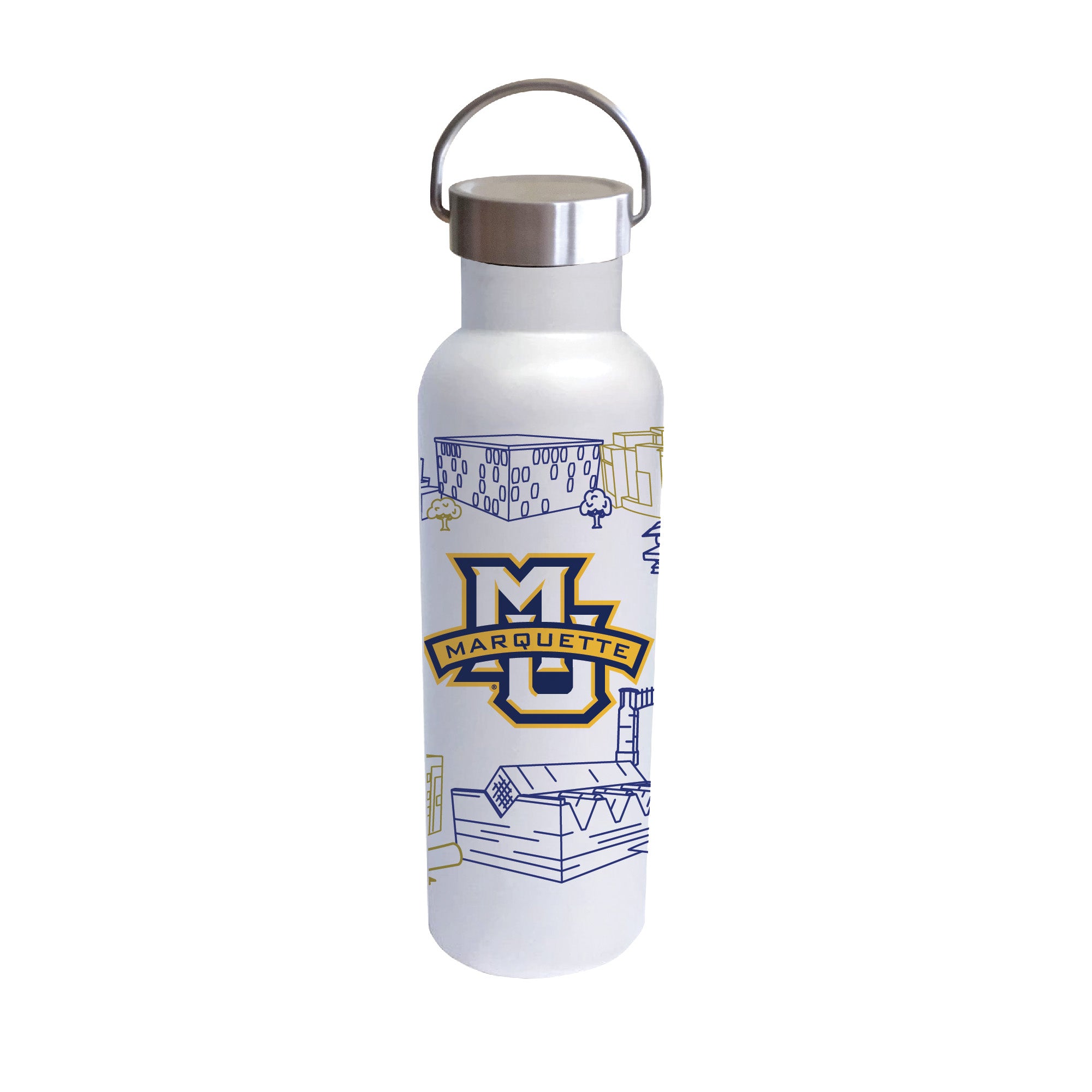 Marquette Golden Eagles 26oz Stainless Steel Campus Line Art Voda Bottle