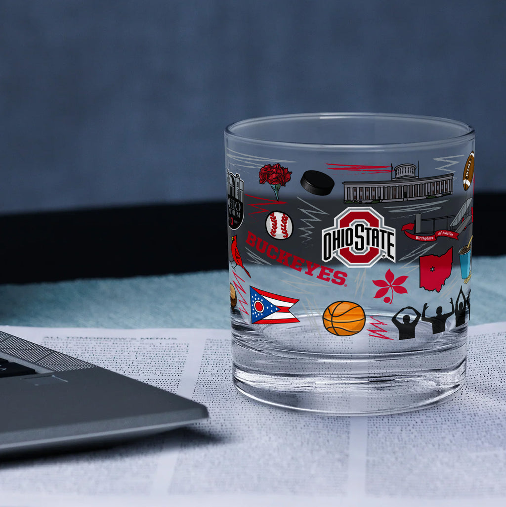 Set of 2 Ohio State Buckeyes 14oz Local Rocks Glasses