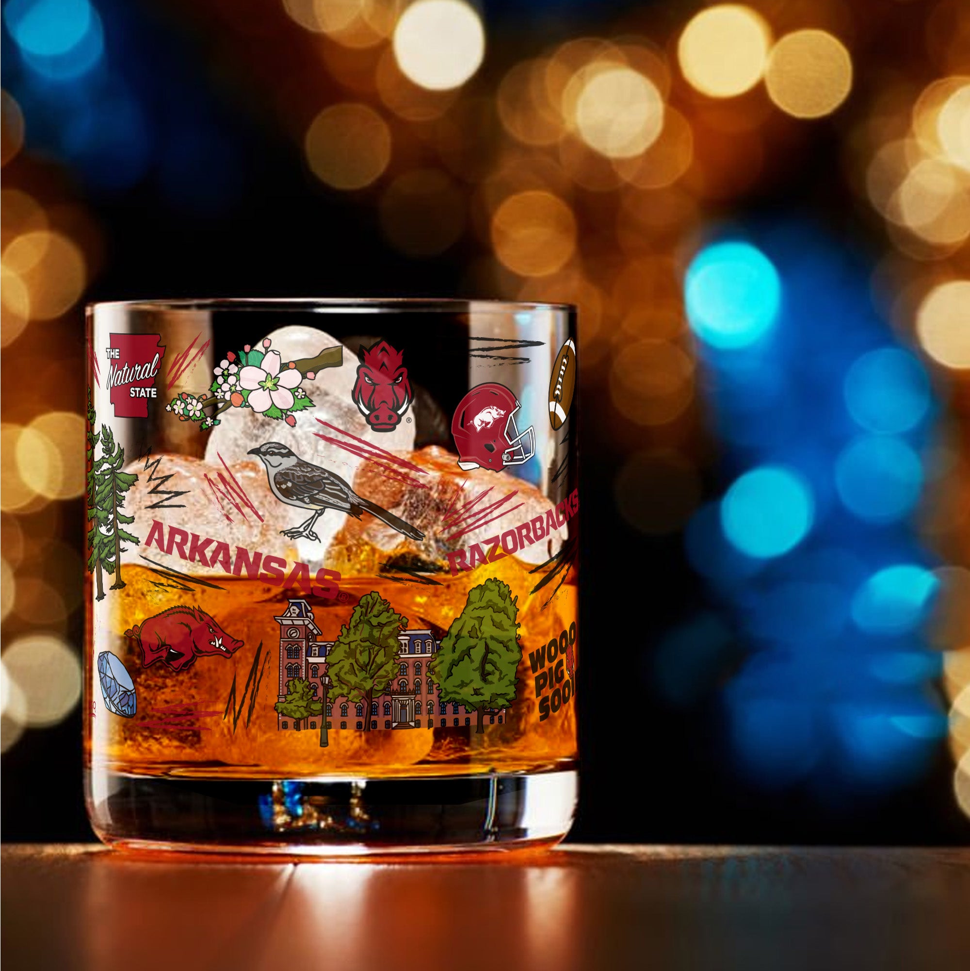 Set of 2 Arkansas Razorbacks 14oz Local Rocks Glasses