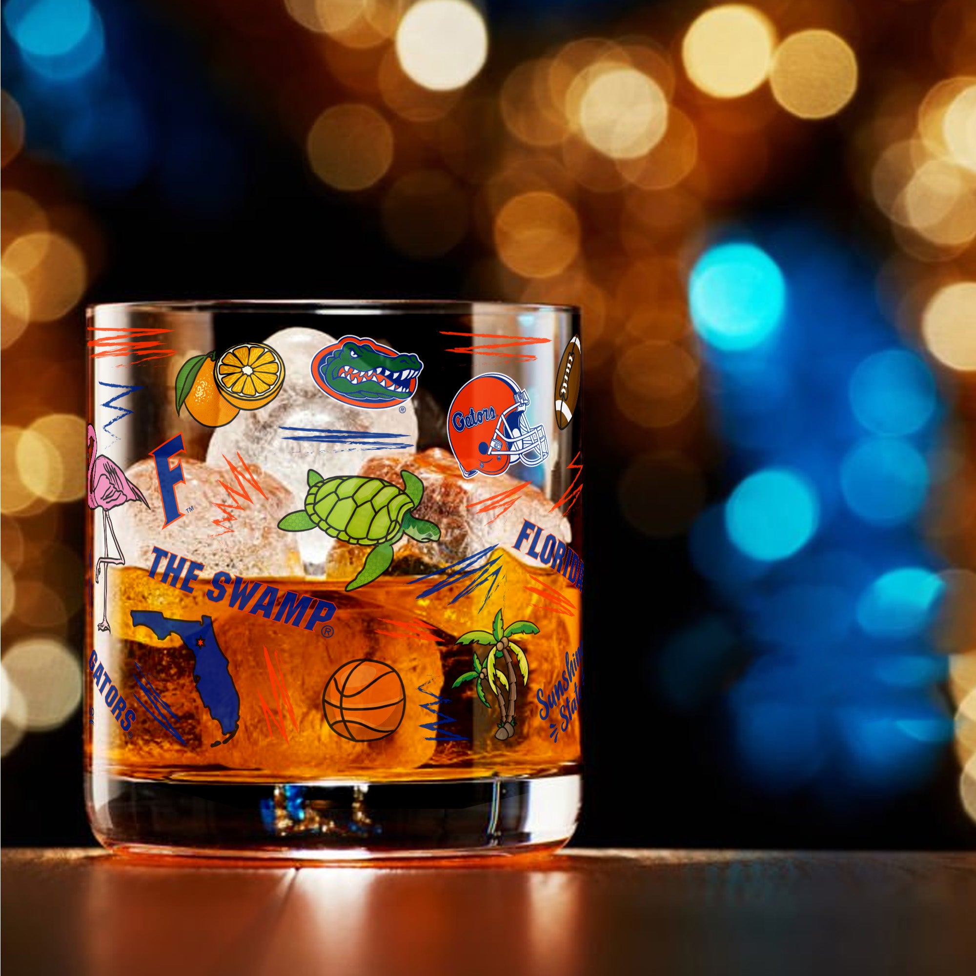 Set of 2 Florida Gators 14oz Local Rocks Glasses