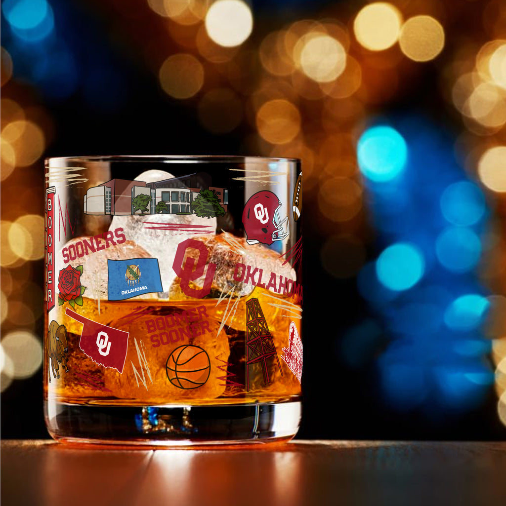 Set of 2 Oklahoma Sooners 14oz Local Rocks Glasses