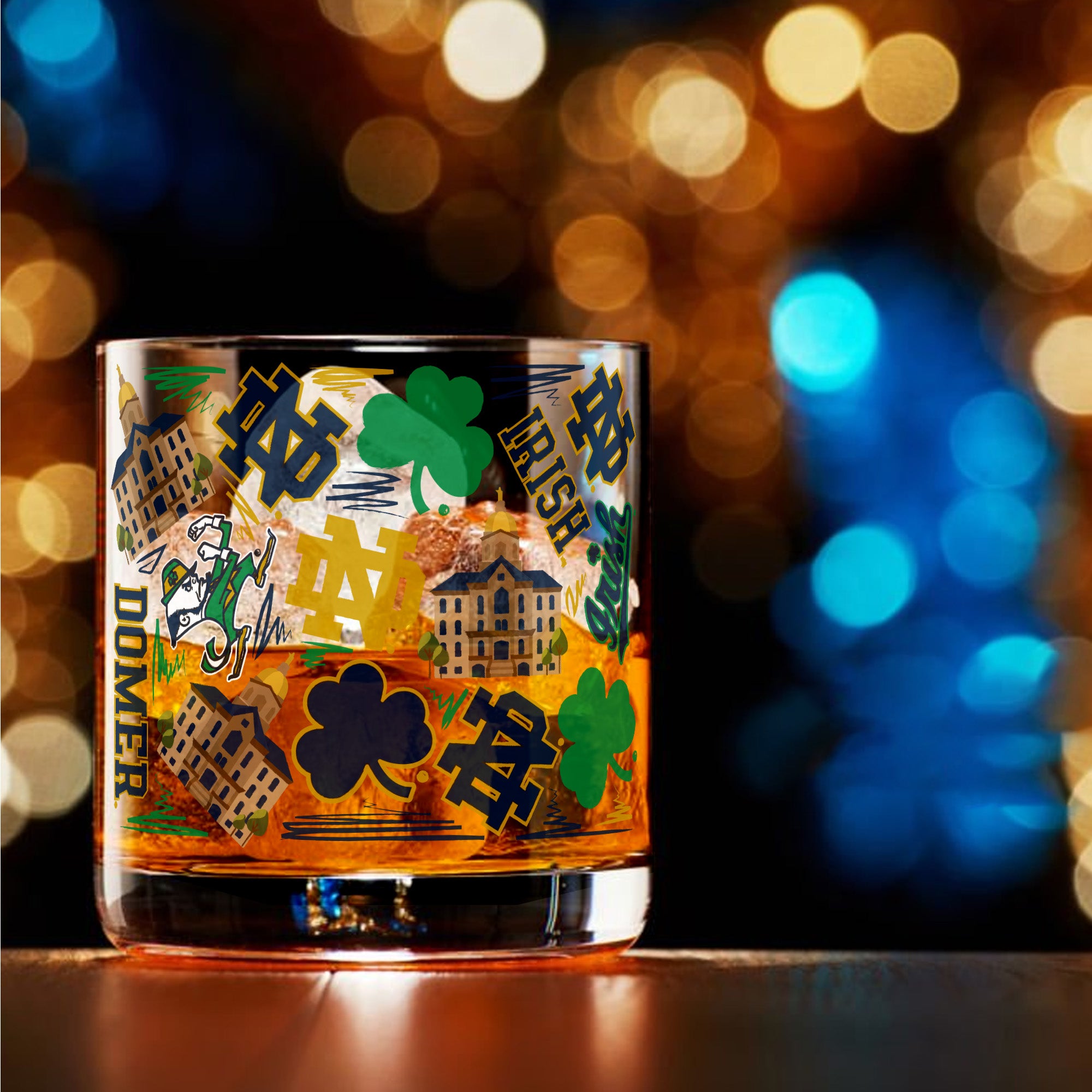 Set of 2 Notre Dame Fighting Irish 14oz Local Rocks Glasses